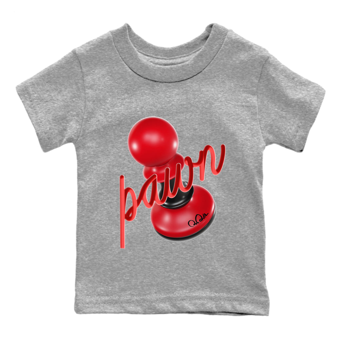 Air Jordan 1 Satin Bred Sneaker Match Tees 3D Pawn Streetwear Sneaker Shirt AJ1 Satin Bred Sneaker Release Tees Kids Shirts Heather Grey 2