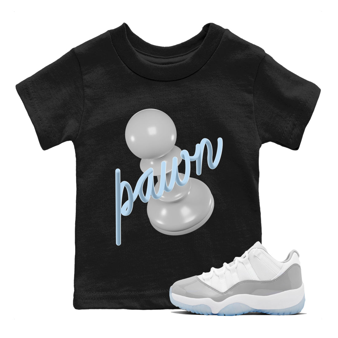 Air Jordan 11 White Cement Sneaker Match Tees 3D Pawn Streetwear Sneaker Shirt Air Jordan 11 Cement Grey Sneaker Release Tees Kids Shirts Black 1