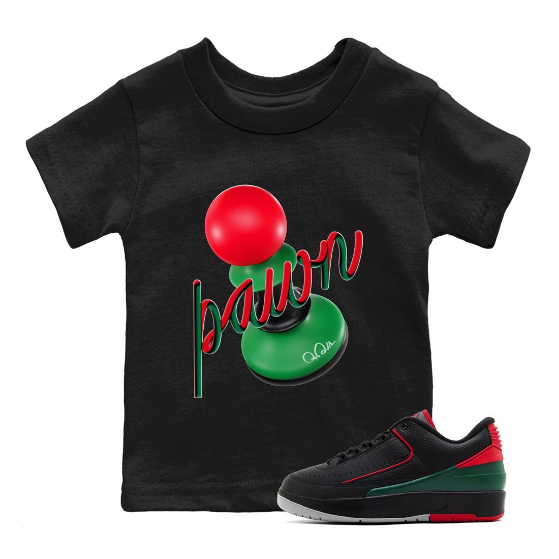 Jordan 2 Low Christmas X-mas Holiday special gift shirt to match jordans 3D Pawn sneaker tees Air Jordan 2 Christmas Drip Gear Zone Baby Toddler Black 1 T-Shirt