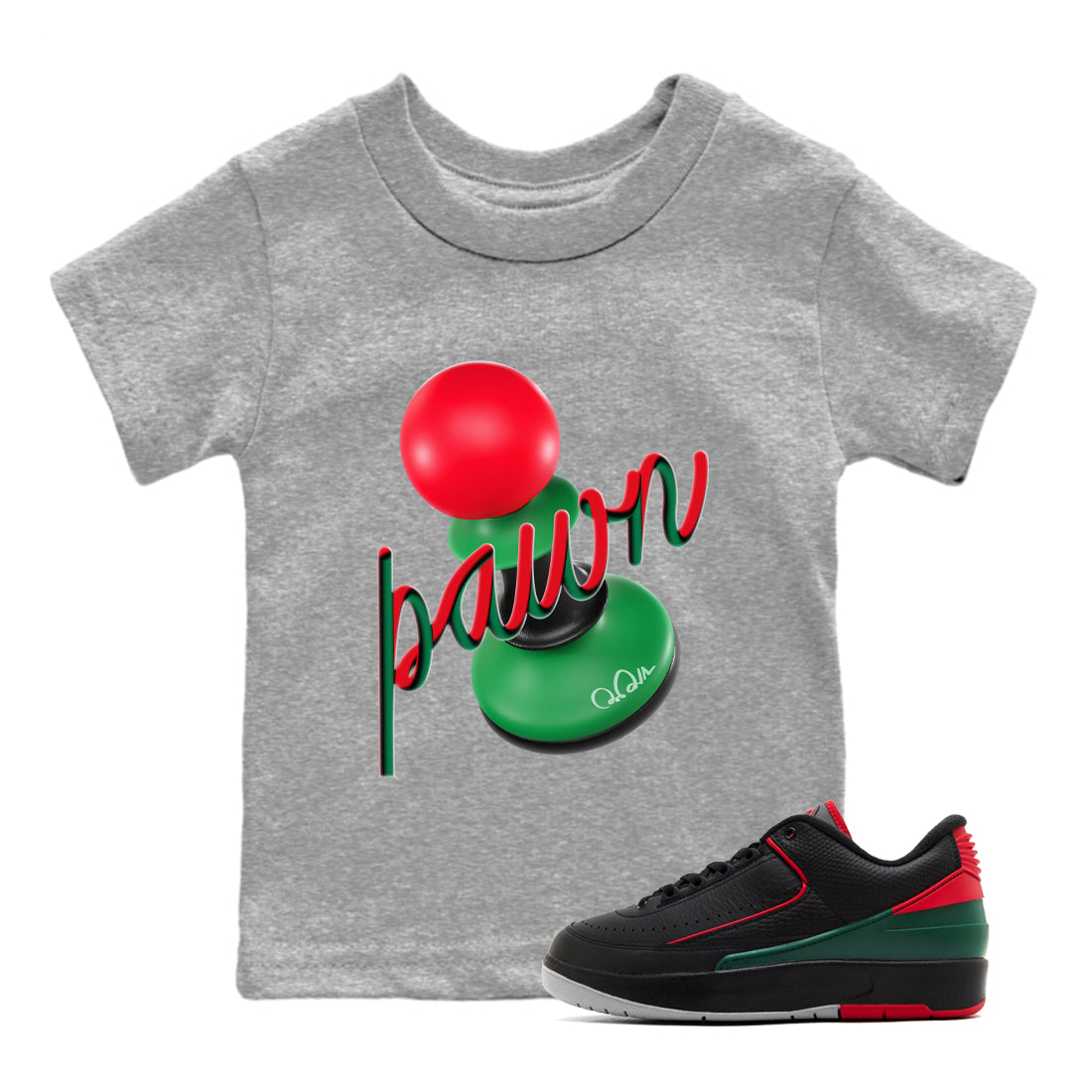 Jordan 2 Low Christmas X-mas Holiday special gift shirt to match jordans 3D Pawn sneaker tees Air Jordan 2 Christmas Drip Gear Zone Baby Toddler Heather Grey 1 T-Shirt