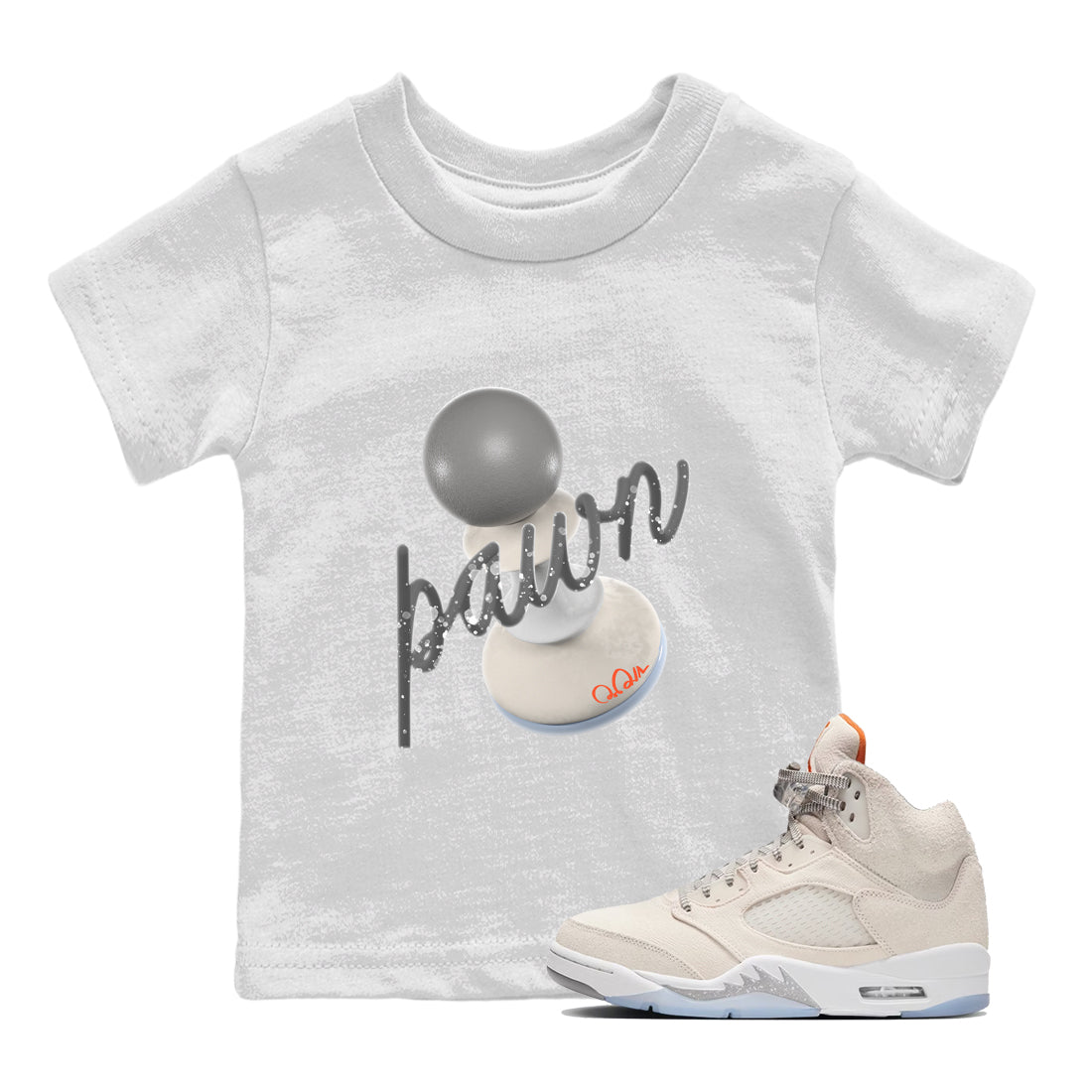 Air Jordan 5 Craft Sneaker Match Tees 3D Pawn Streetwear Sneaker Shirt AJ5 SE Craft Sneaker Release Tees Kids Shirts White 1