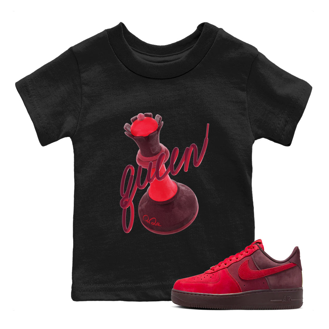 Air Force 1 Layers of Love shirt to match jordans 3D Queen sneaker tees af1 Layers of Love Drip Gear Zone baby toddler Black 1 cotton Shirt