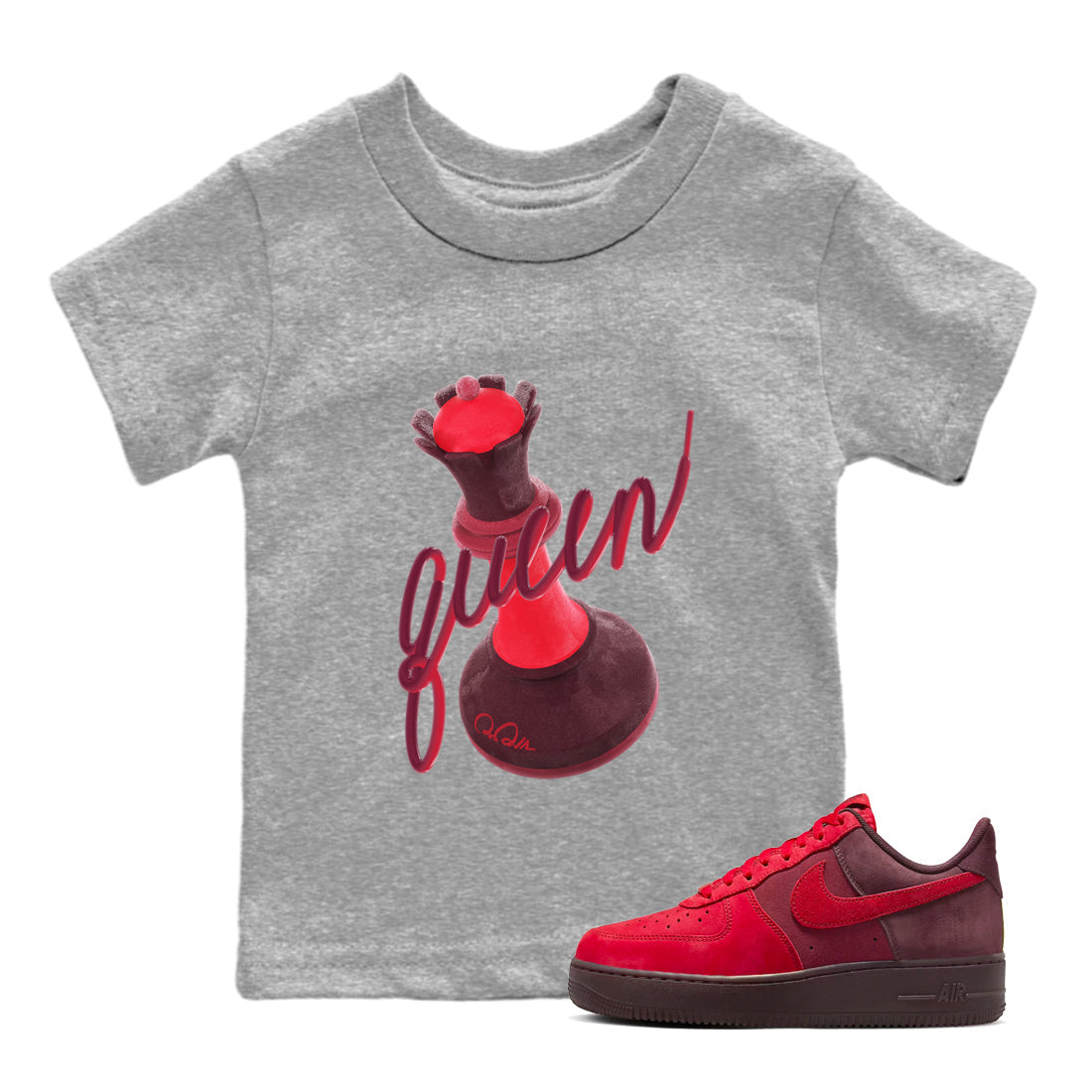 Air Force 1 Layers of Love shirt to match jordans 3D Queen sneaker tees af1 Layers of Love Drip Gear Zone baby toddler Heather Grey 1 cotton Shirt