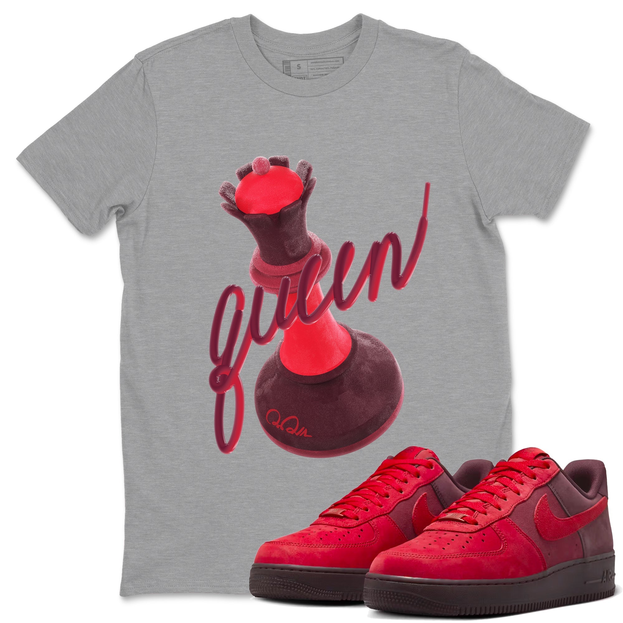 Air Force 1 Layers of Love shirt to match jordans 3D Queen sneaker tees af1 Layers of Love Drip Gear Zone unisex cotton Heather Grey 1 crew neck shirt