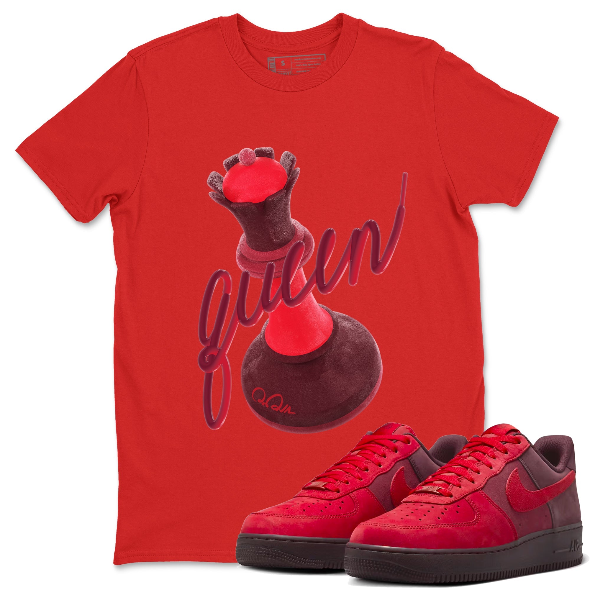 Air Force 1 Layers of Love shirt to match jordans 3D Queen sneaker tees af1 Layers of Love Drip Gear Zone unisex cotton Red 1 crew neck shirt