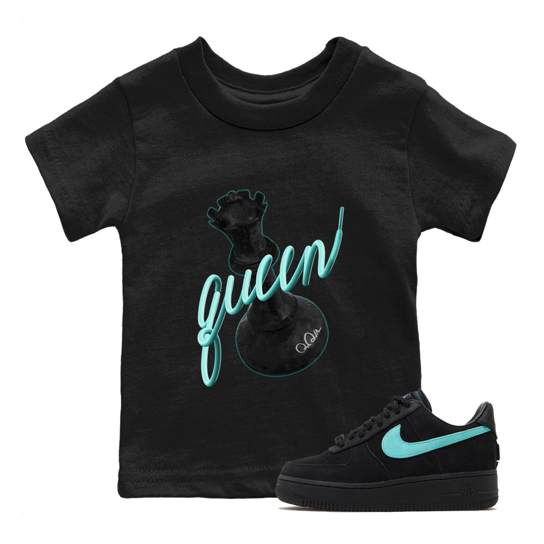 Air Force 1 Tiffany Shirt To Match Jordans 3D Queen Sneaker Tees Nike Tiffany AF1Drip Gear Zone Sneaker Matching Clothing Kids Shirts Black 1