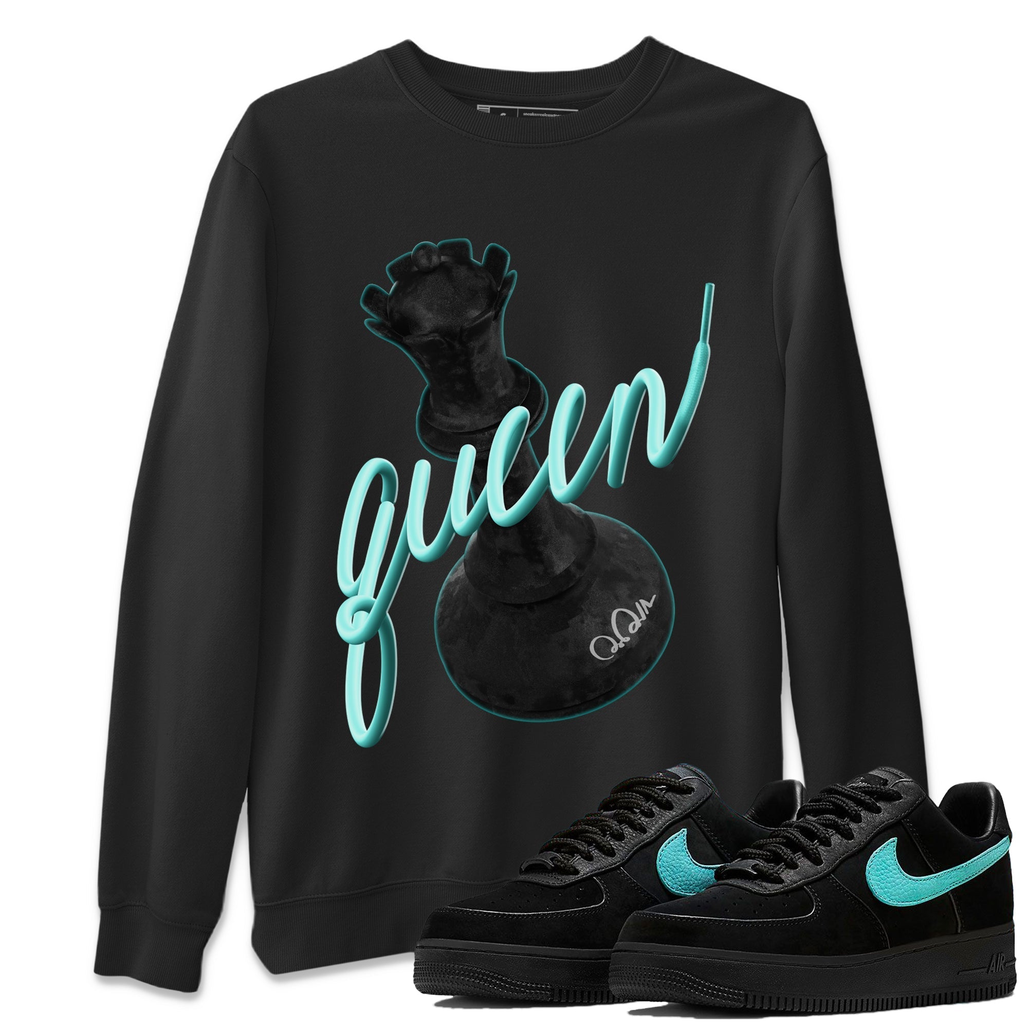 Air Force 1 Tiffany 3D Queen Crew Neck Sneaker Tees Nike Tiffany AF1Sneaker T-Shirts Washing and Care Tip