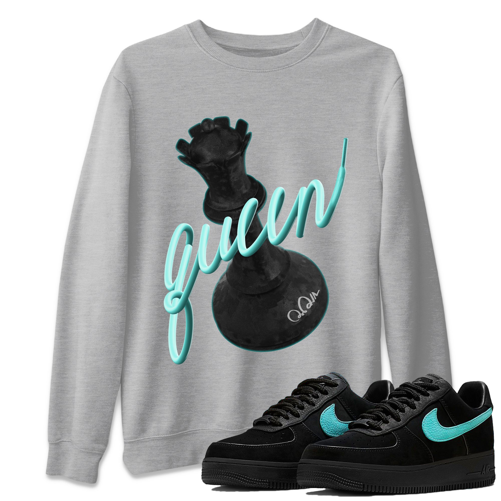Air Force 1 Tiffany Shirt To Match Jordans 3D Queen Sneaker Tees Nike Tiffany AF1Drip Gear Zone Sneaker Matching Clothing Unisex Shirts Heather Grey 1
