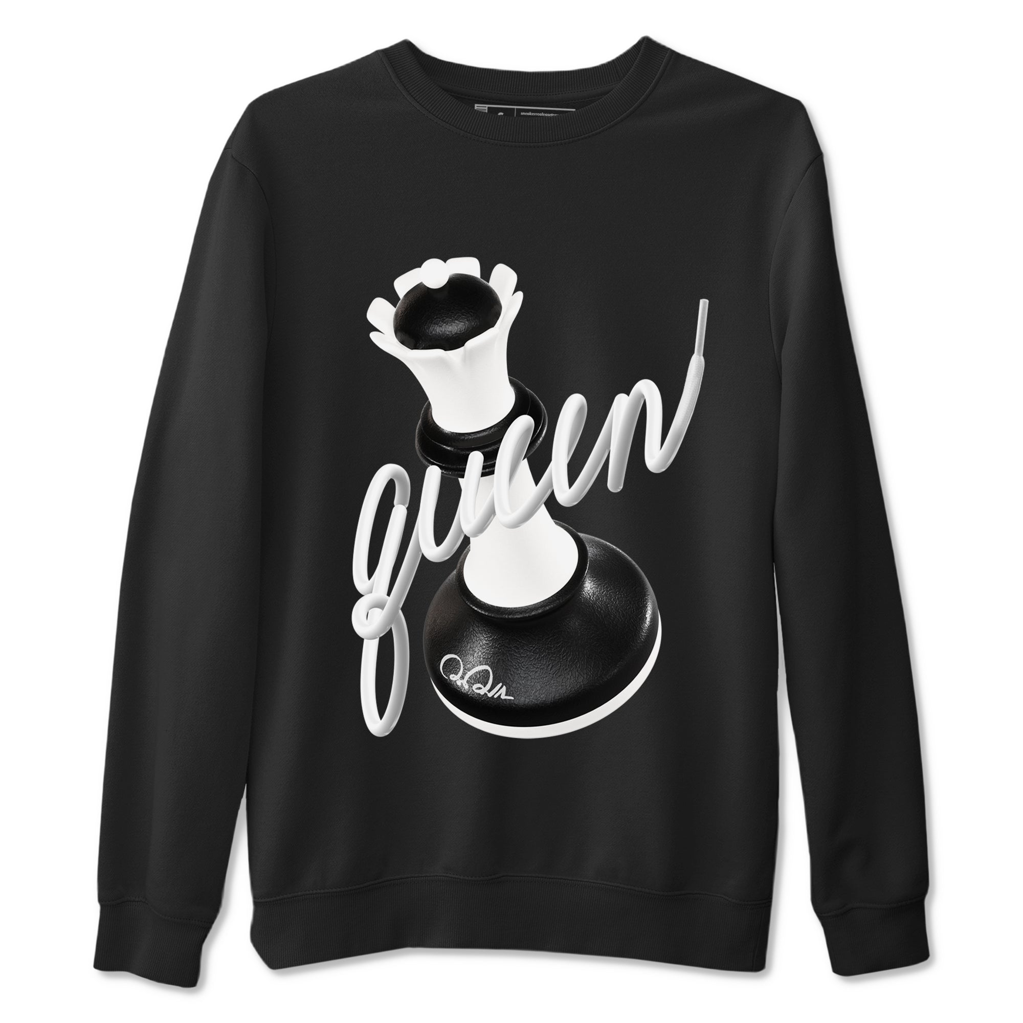 1s Black White shirt to match jordans 3D Queen sneaker tees Air Jordan 1 High OG Black White Drip Gear Zone unisex cotton Black 2 crew neck shirt