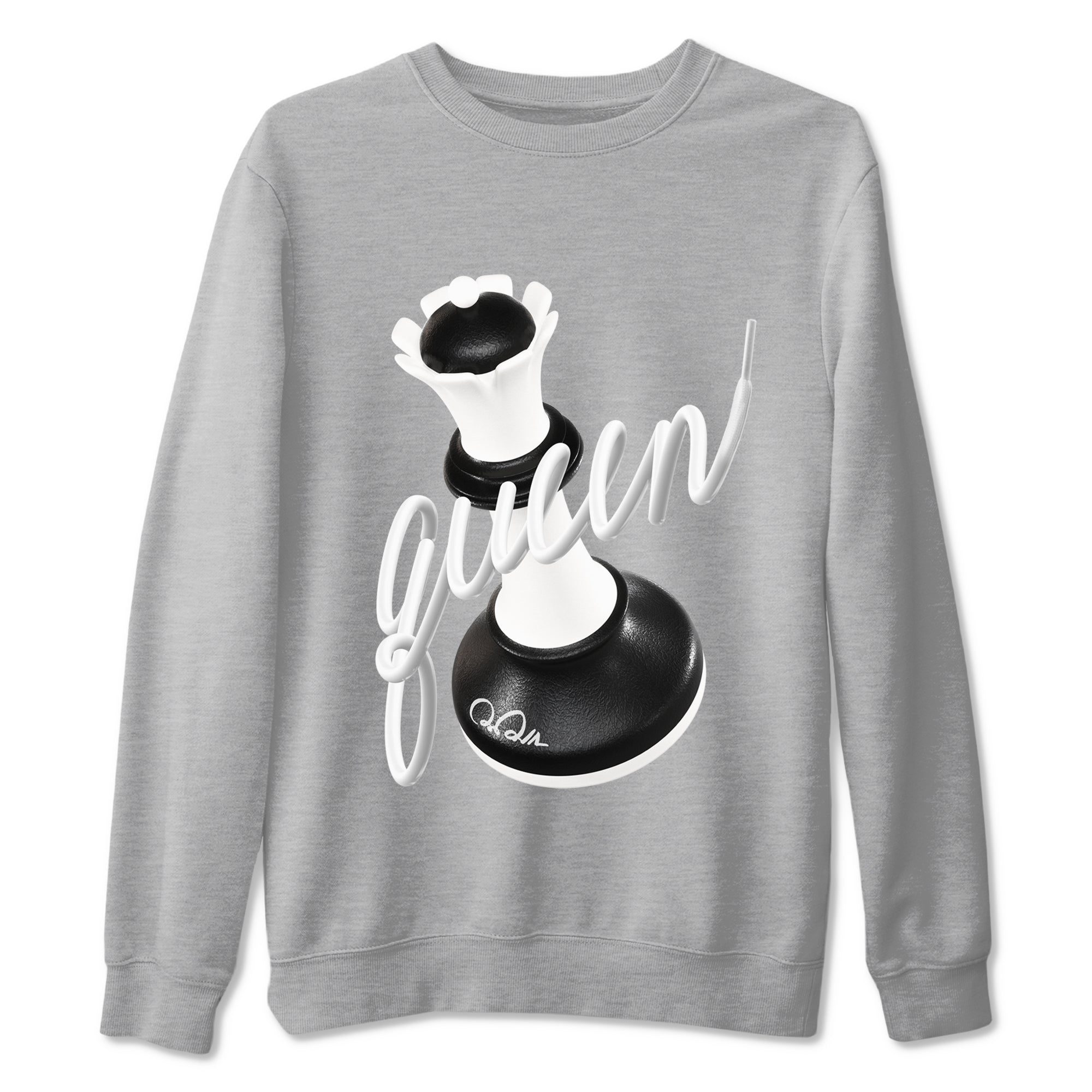 1s Black White shirt to match jordans 3D Queen sneaker tees Air Jordan 1 High OG Black White Drip Gear Zone unisex cotton Heather Grey 2 crew neck shirt