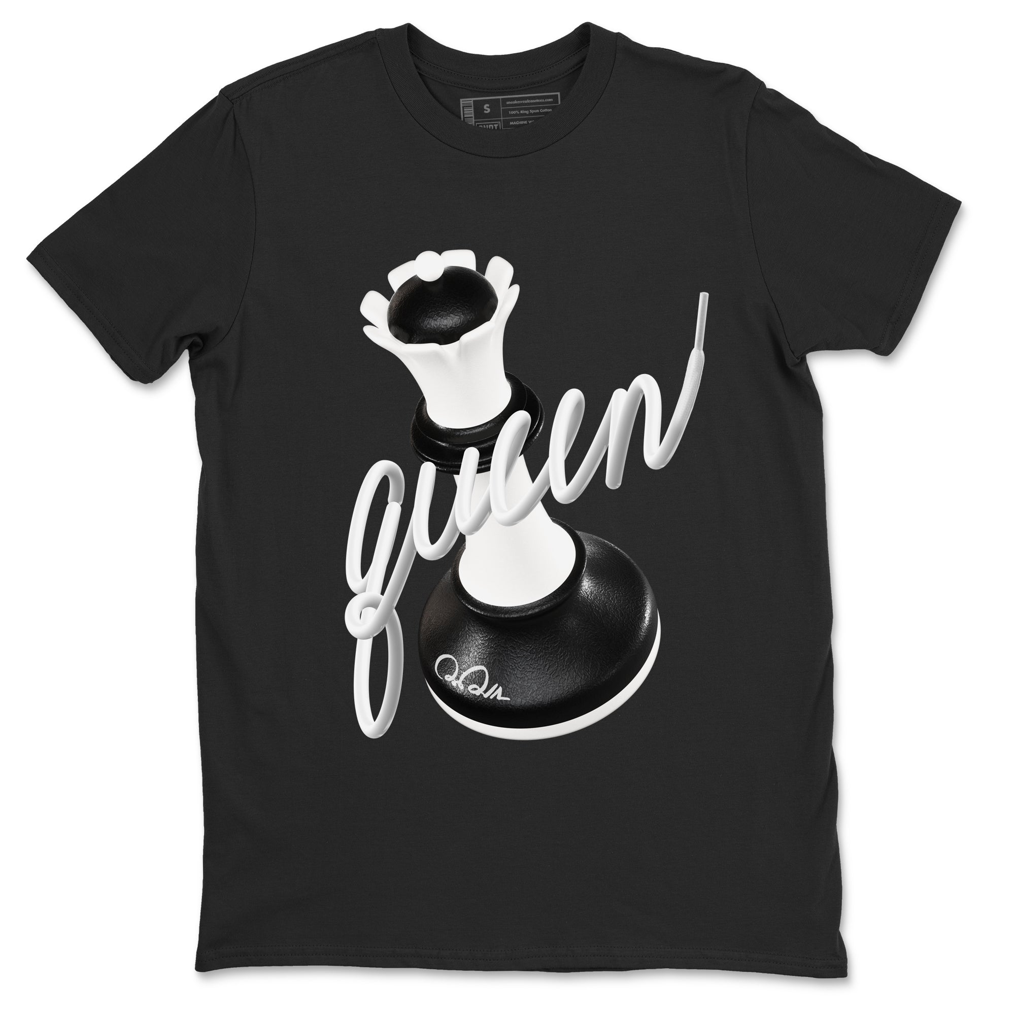 1s Black White shirt to match jordans 3D Queen sneaker tees Air Jordan 1 High OG Black White Drip Gear Zone unisex cotton Black 2 crew neck shirt