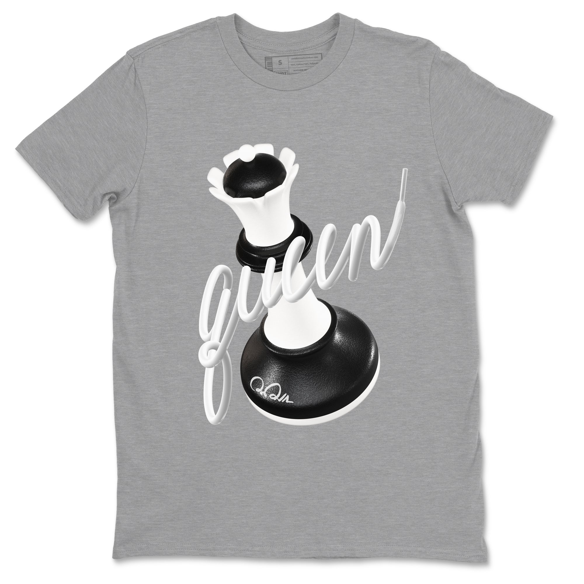 1s Black White shirt to match jordans 3D Queen sneaker tees Air Jordan 1 High OG Black White Drip Gear Zone unisex cotton Heather Grey 2 crew neck shirt