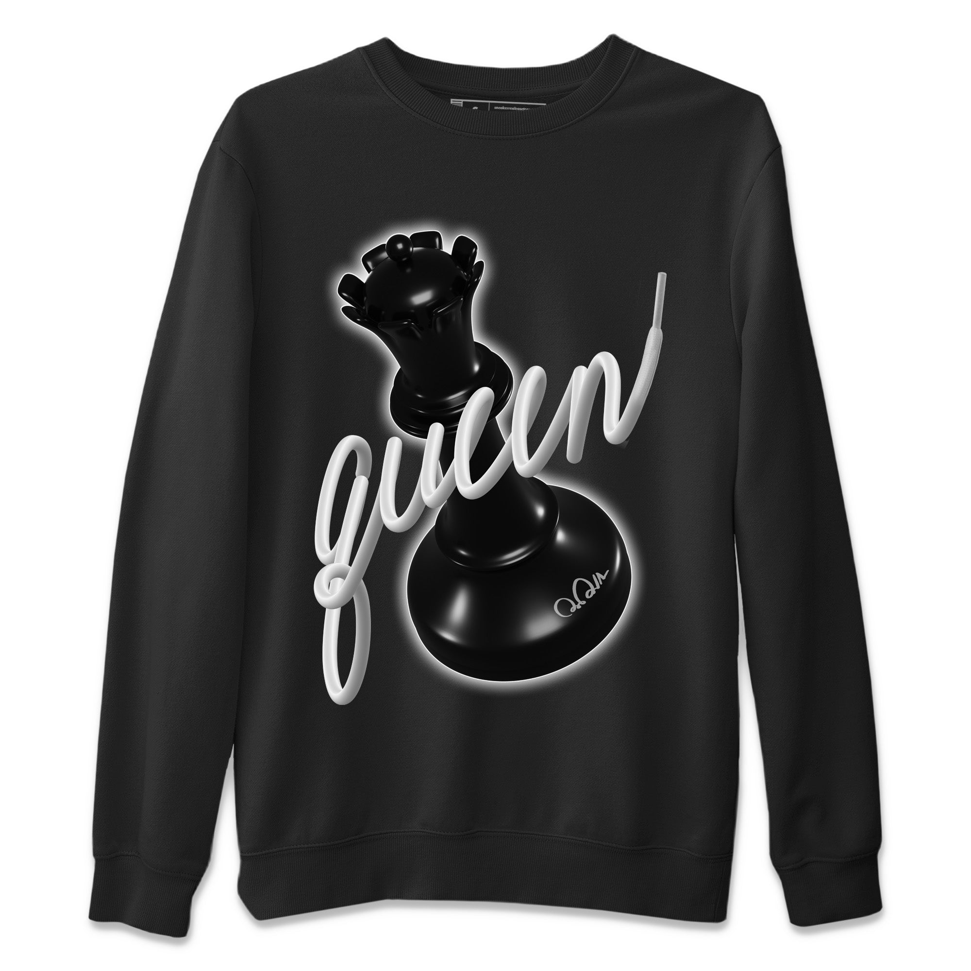 Jordan 1 Black White Sneaker Match Tees 3D Queen Sneaker Tees Jordan 1 Black White Jordan to match sneaker T-Shirt Crew Neck Shirts