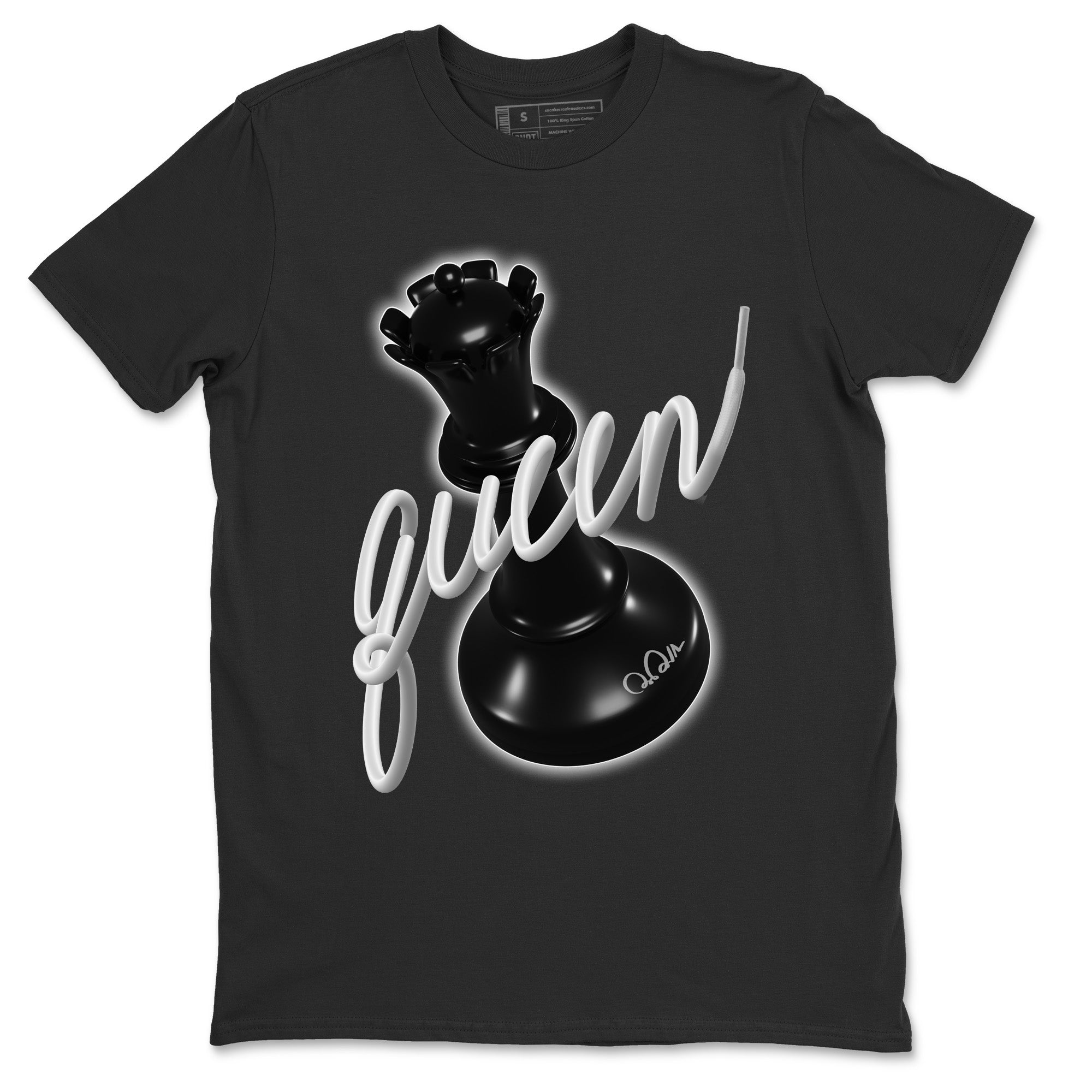 Jordan 1 Black White Sneaker Match Tees 3D Queen Sneaker Tees Jordan 1 Black White Jordan to match sneaker T-Shirt Crew Neck Shirts