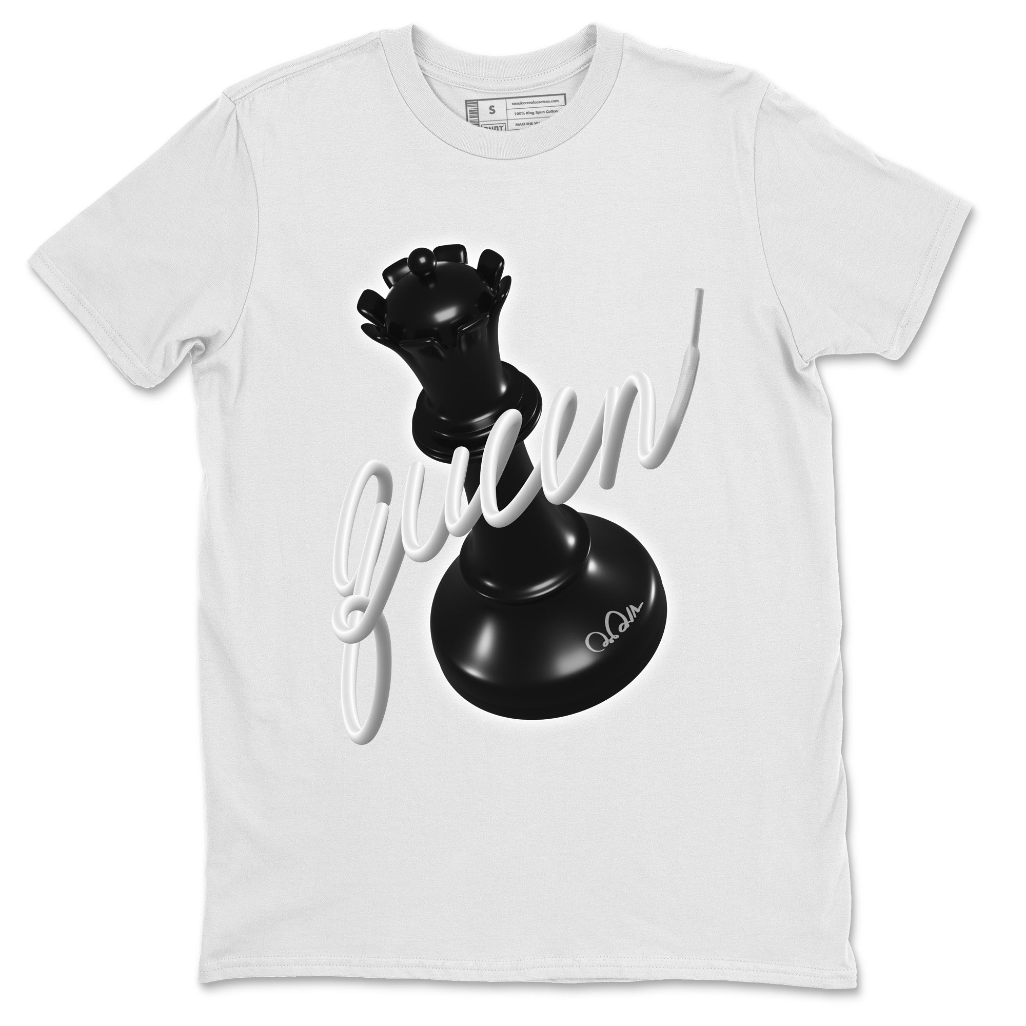 Jordan 1 Black White Sneaker Match Tees 3D Queen Sneaker Tees Jordan 1 Black White Jordan to match sneaker T-Shirt Crew Neck Shirts