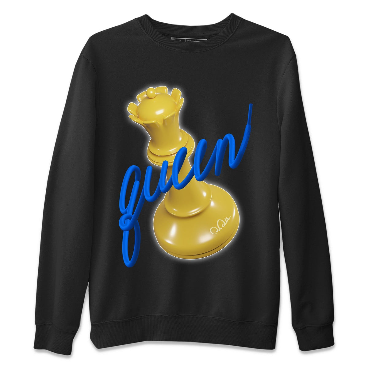 Jordan 1 Game Royal Varsity Maize Sneaker Matching T-Shirt 3D Queen Sneaker Tees Jordan 1 Game Royal Varsity Maize Sneaker Release Tees Crew Neck Tees