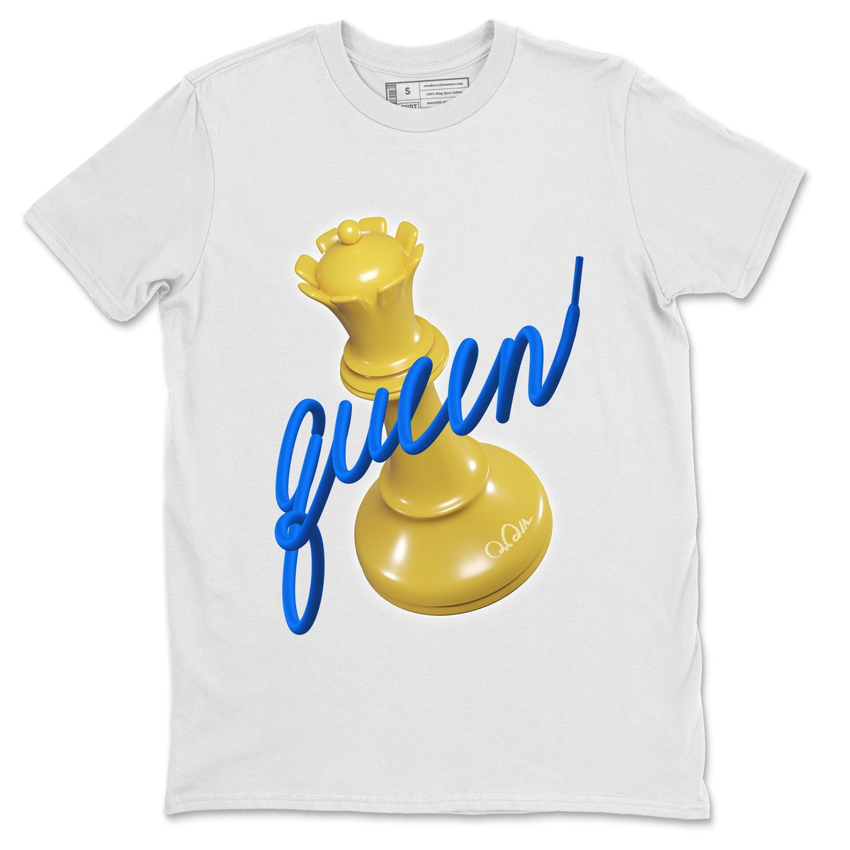 Jordan 1 Game Royal Varsity Maize Sneaker Matching T-Shirt 3D Queen Sneaker Tees Jordan 1 Game Royal Varsity Maize Sneaker Release Tees Crew Neck Tees