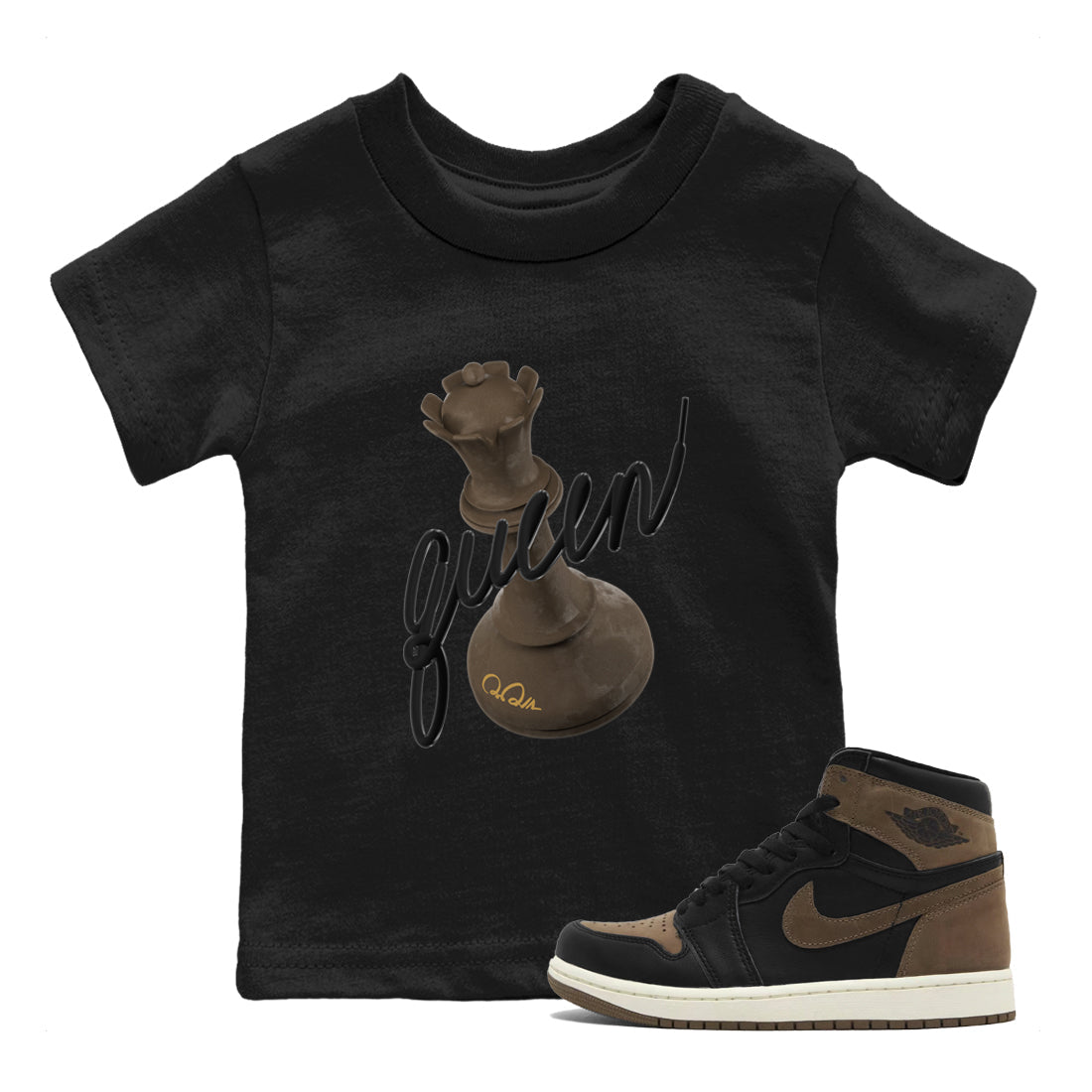 Air Jordan 1 Palomino shirt to match jordans 3D Queen Streetwear Sneaker Shirt AJ1 High Palomino Drip Gear Zone Sneaker Matching Clothing Baby Toddler Black 1 T-Shirt