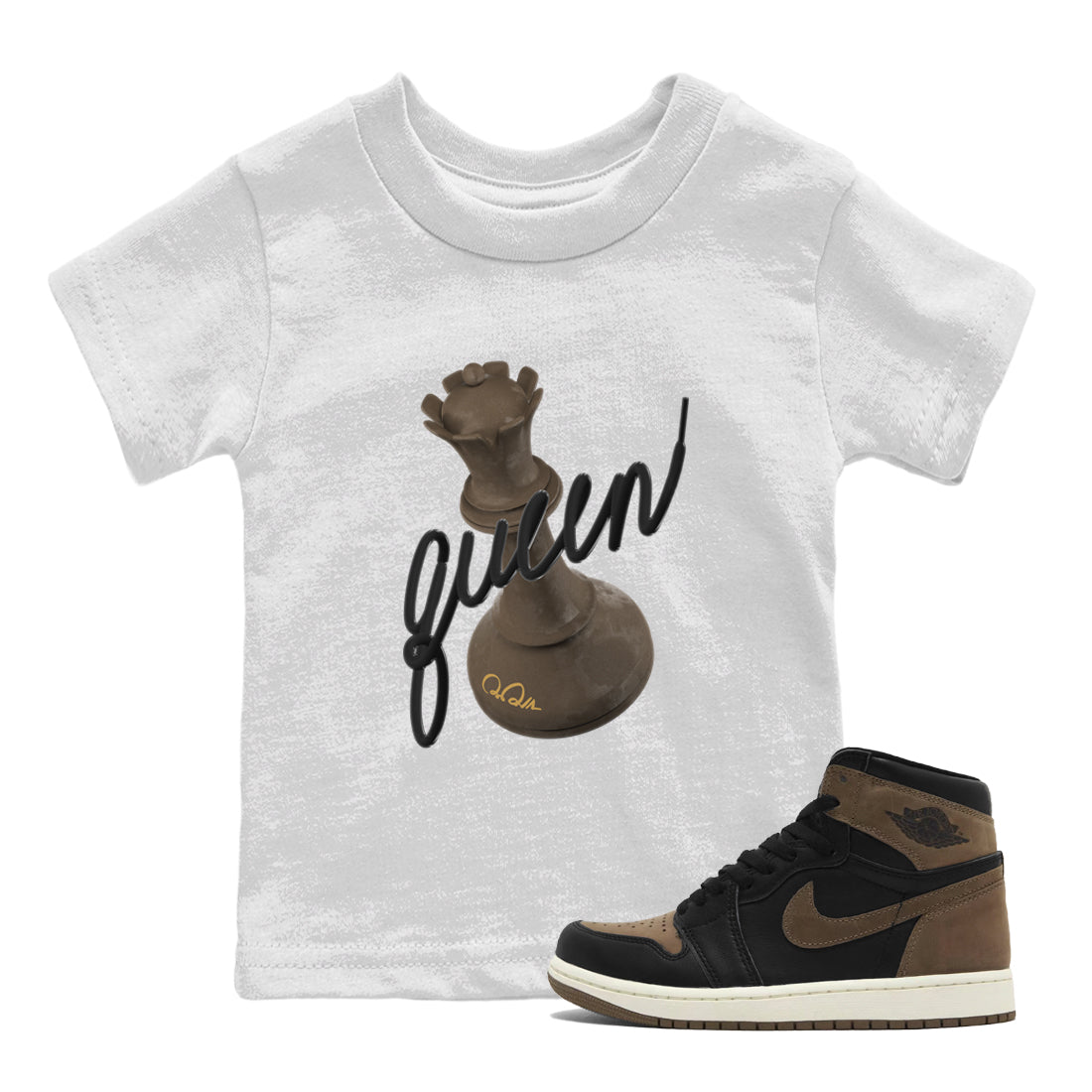 Air Jordan 1 Palomino shirt to match jordans 3D Queen Streetwear Sneaker Shirt AJ1 High Palomino Drip Gear Zone Sneaker Matching Clothing Baby Toddler White 1 T-Shirt