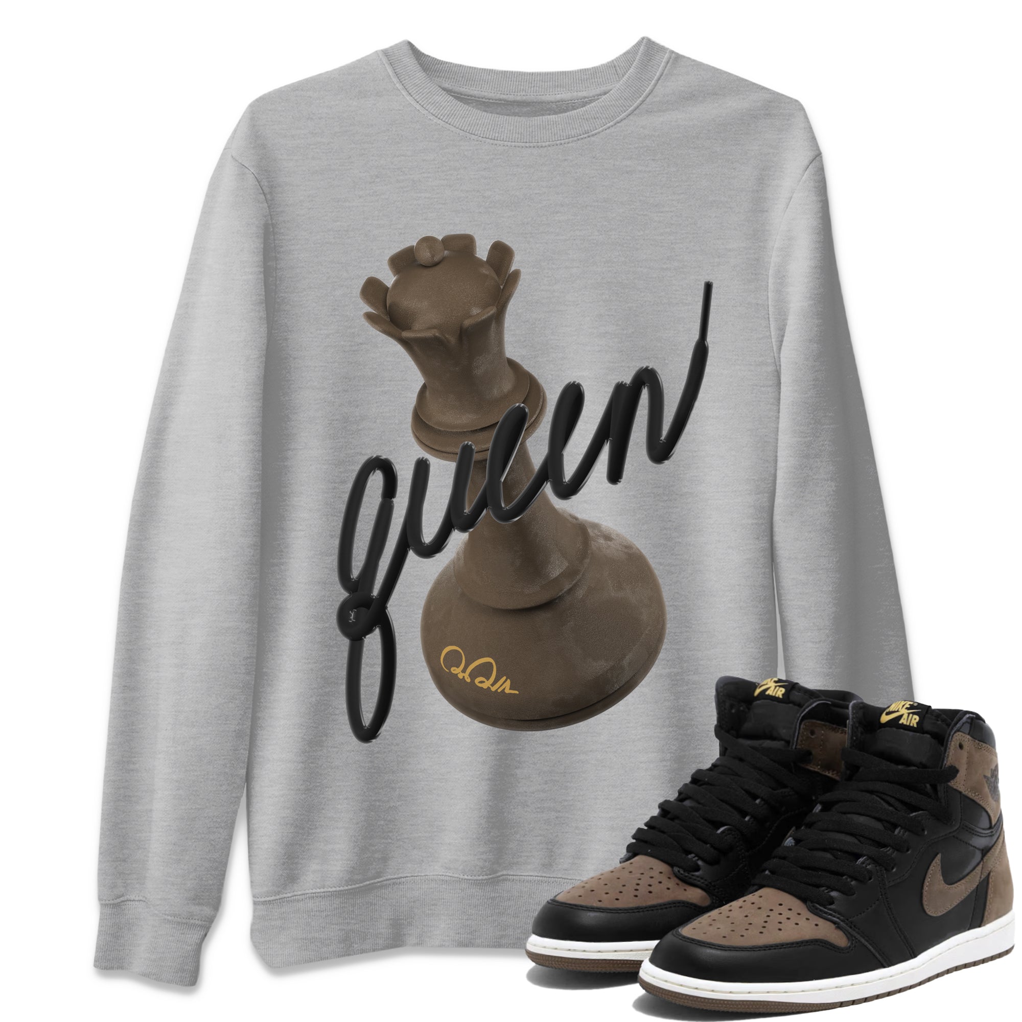 Air Jordan 1 Palomino shirt to match jordans 3D Queen Streetwear Sneaker Shirt AJ1 High Palomino Drip Gear Zone Sneaker Matching Clothing Unisex Heather Grey 1 T-Shirt