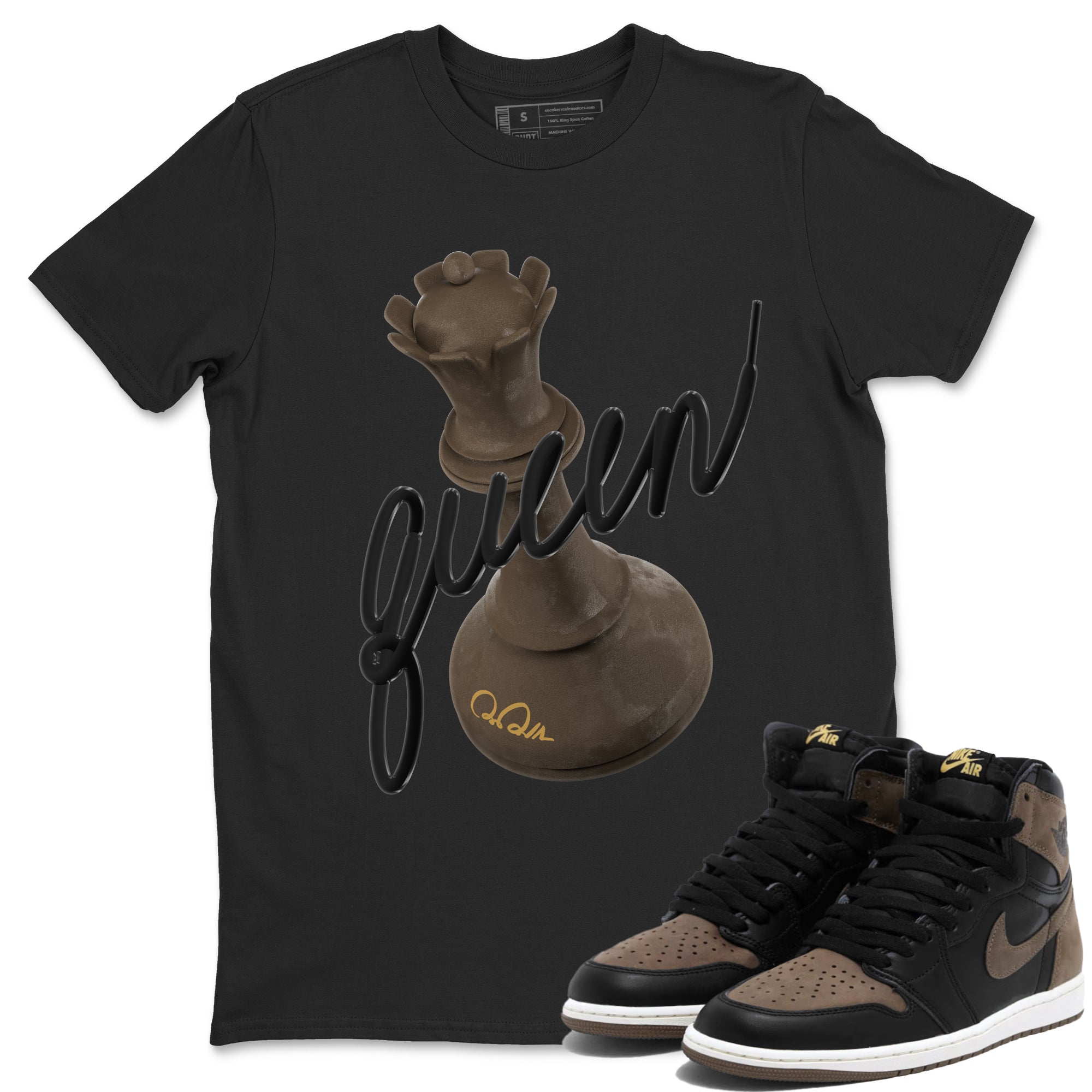 Air Jordan 1 Palomino shirt to match jordans 3D Queen Streetwear Sneaker Shirt AJ1 High Palomino Drip Gear Zone Sneaker Matching Clothing Unisex Black 1 T-Shirt