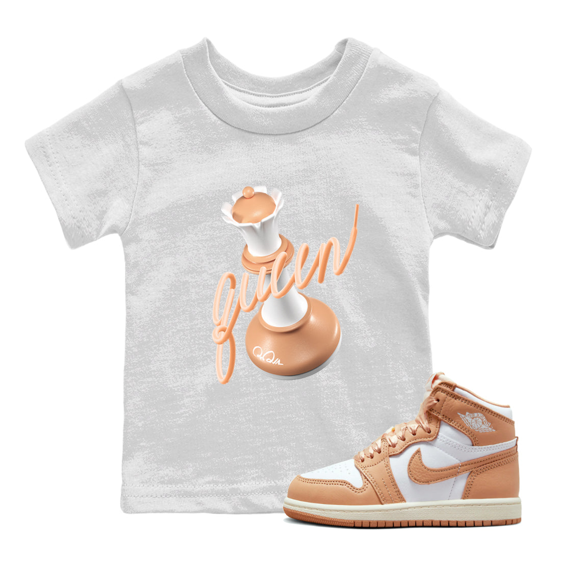Air Jordan 1 Praline shirt to match jordans 3D Queen Streetwear Sneaker Shirt AJ1Praline Drip Gear Zone Sneaker Matching Clothing Baby Toddler White 1 T-Shirt