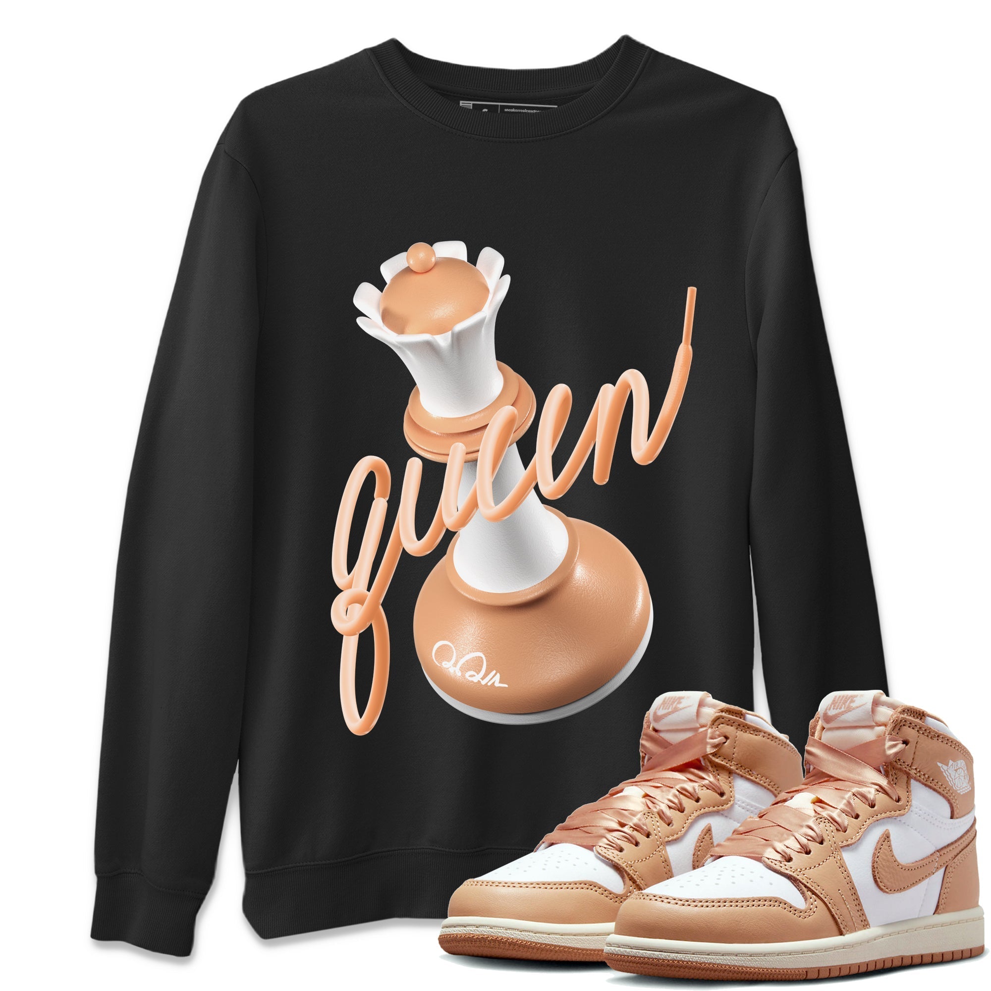 Air Jordan 1 Praline shirt to match jordans 3D Queen Streetwear Sneaker Shirt AJ1Praline Drip Gear Zone Sneaker Matching Clothing Unisex Black 1 T-Shirt