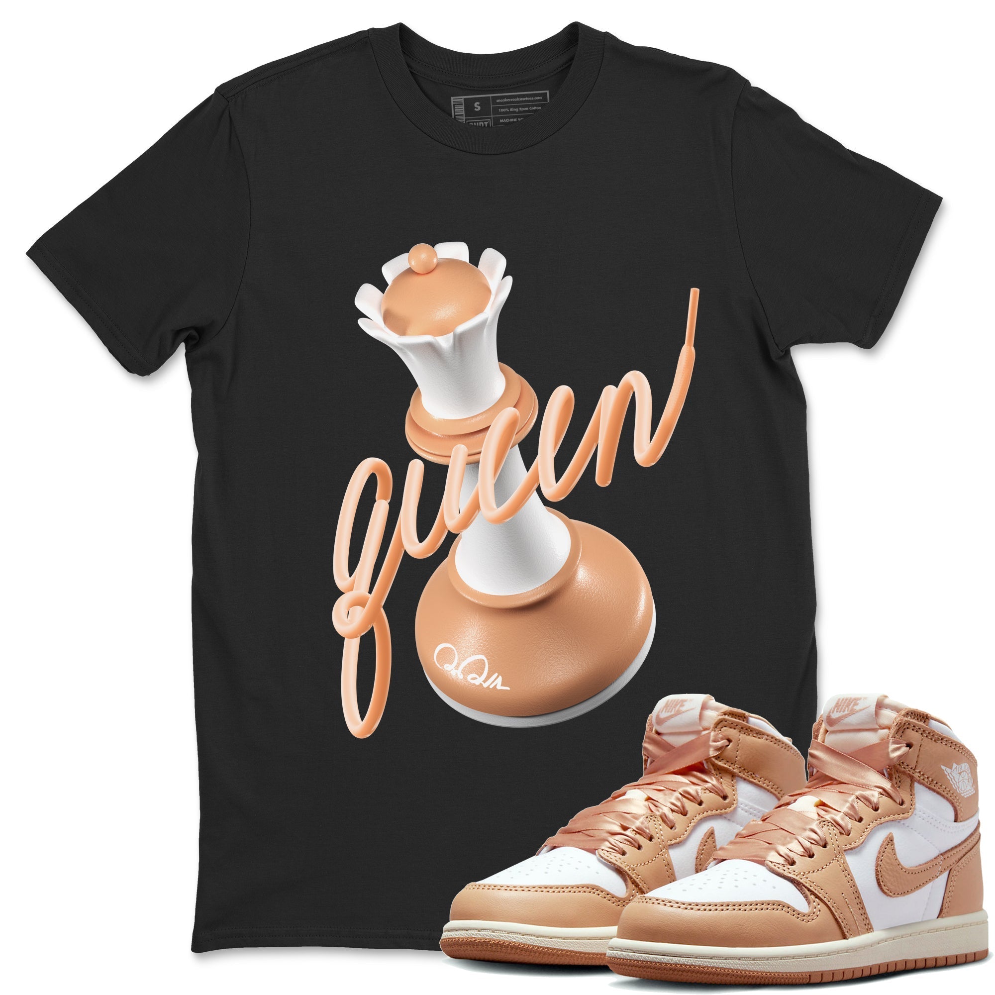 Air Jordan 1 Praline shirt to match jordans 3D Queen Streetwear Sneaker Shirt AJ1Praline Drip Gear Zone Sneaker Matching Clothing Unisex Black 1 T-Shirt