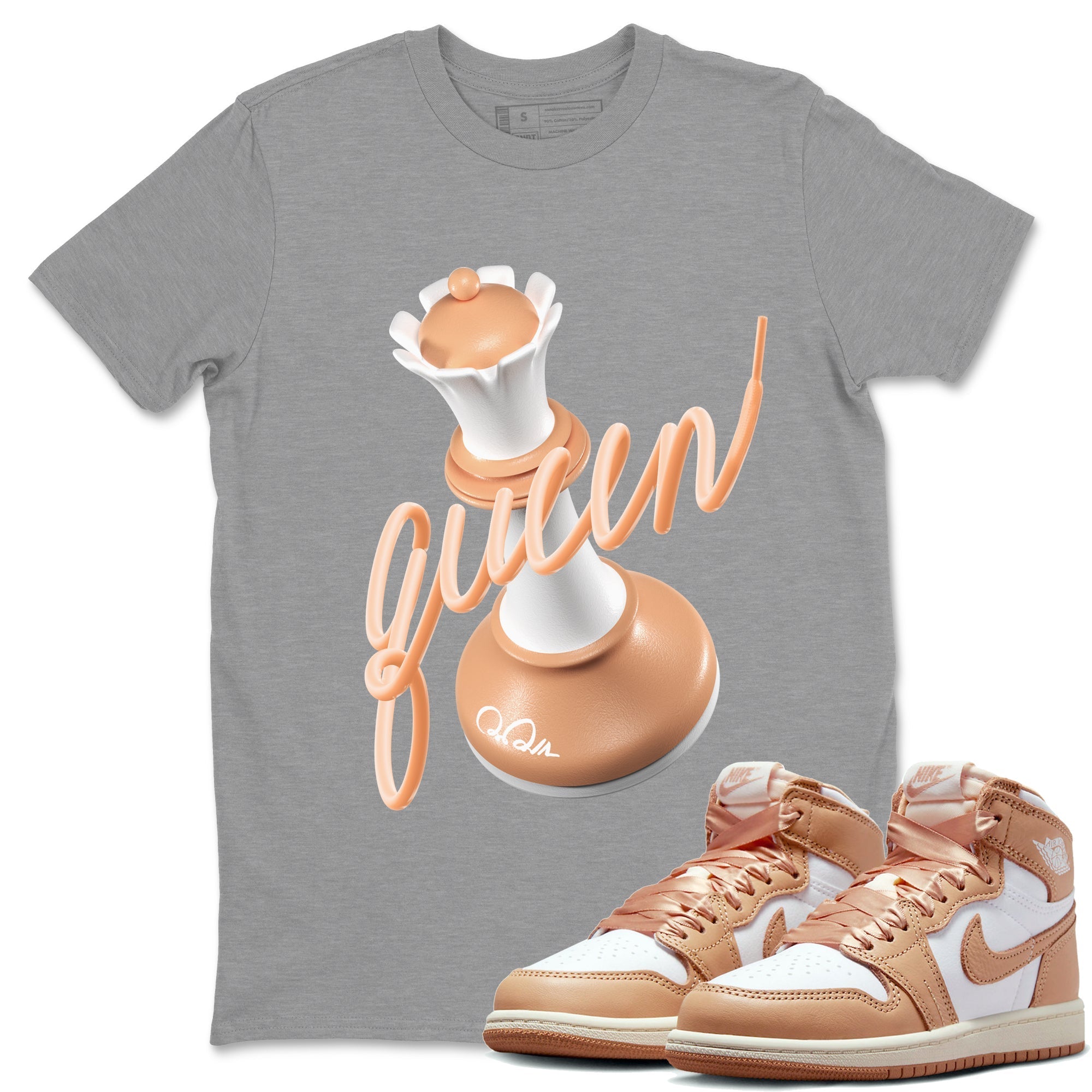 Air Jordan 1 Praline shirt to match jordans 3D Queen Streetwear Sneaker Shirt AJ1Praline Drip Gear Zone Sneaker Matching Clothing Unisex Heather Grey 1 T-Shirt