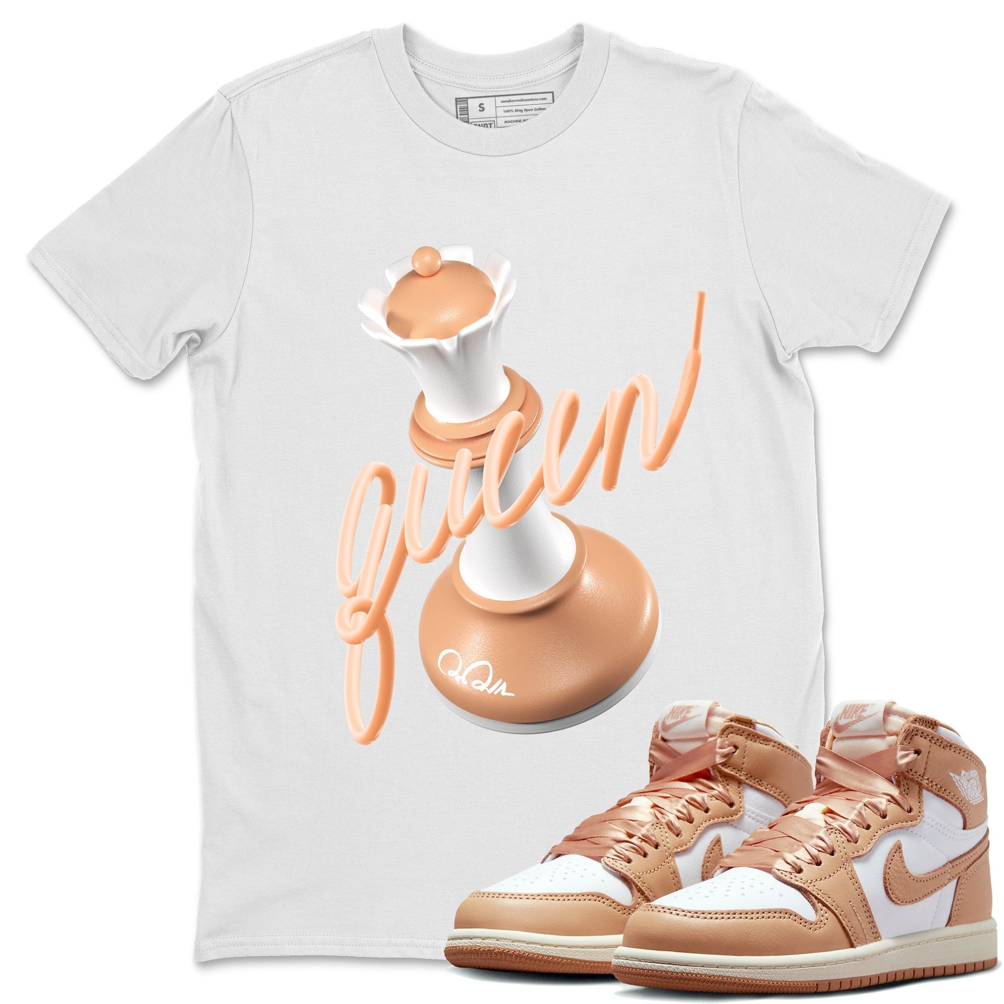 Air Jordan 1 Praline shirt to match jordans 3D Queen Streetwear Sneaker Shirt AJ1Praline Drip Gear Zone Sneaker Matching Clothing Unisex White 1 T-Shirt