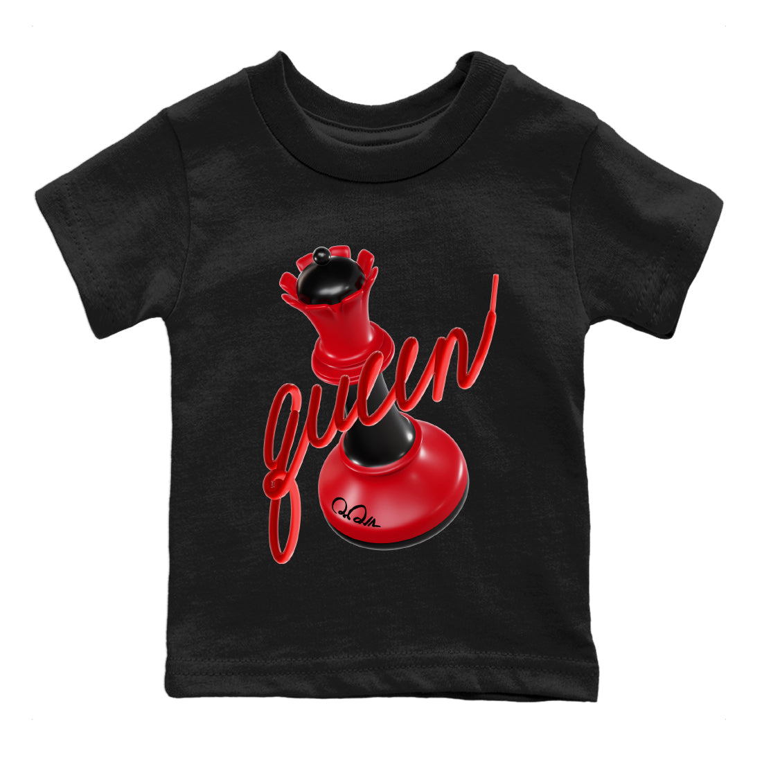 Air Jordan 1 Satin Bred Sneaker Match Tees 3D Queen Streetwear Sneaker Shirt AJ1 Satin Bred Sneaker Release Tees Kids Shirts Black 2
