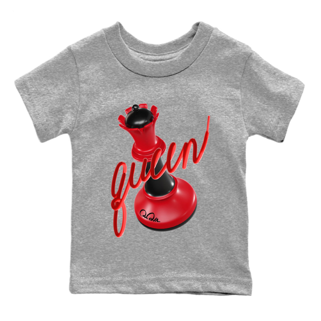 Air Jordan 1 Satin Bred Sneaker Match Tees 3D Queen Streetwear Sneaker Shirt AJ1 Satin Bred Sneaker Release Tees Kids Shirts Heather Grey 2