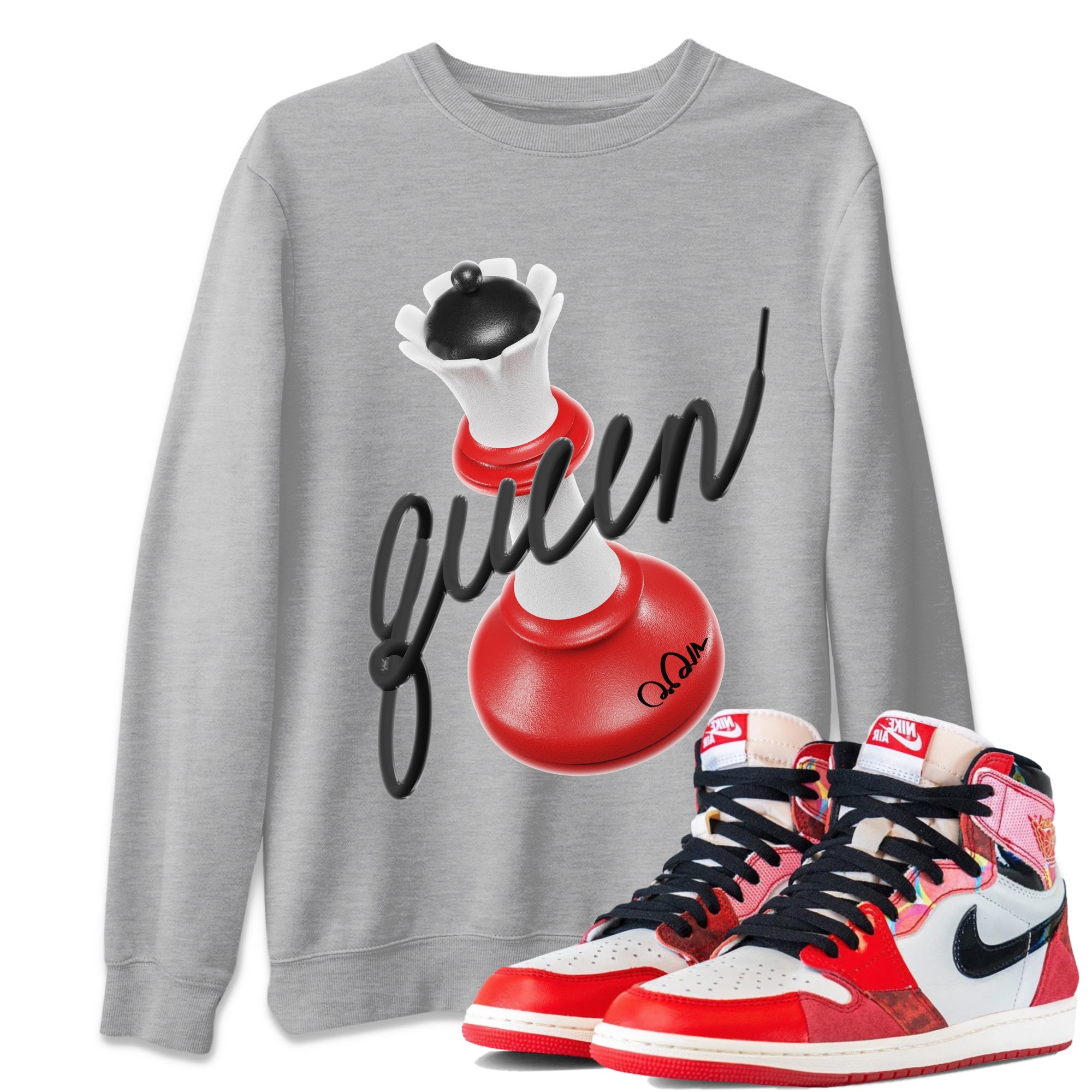 Air Jordan 1 Spider Man Sneaker Match Tees 3D Queen Sneaker Release Tees AJ1 Spider Man Sneaker Release Tees Unisex Shirts Heather Grey 1
