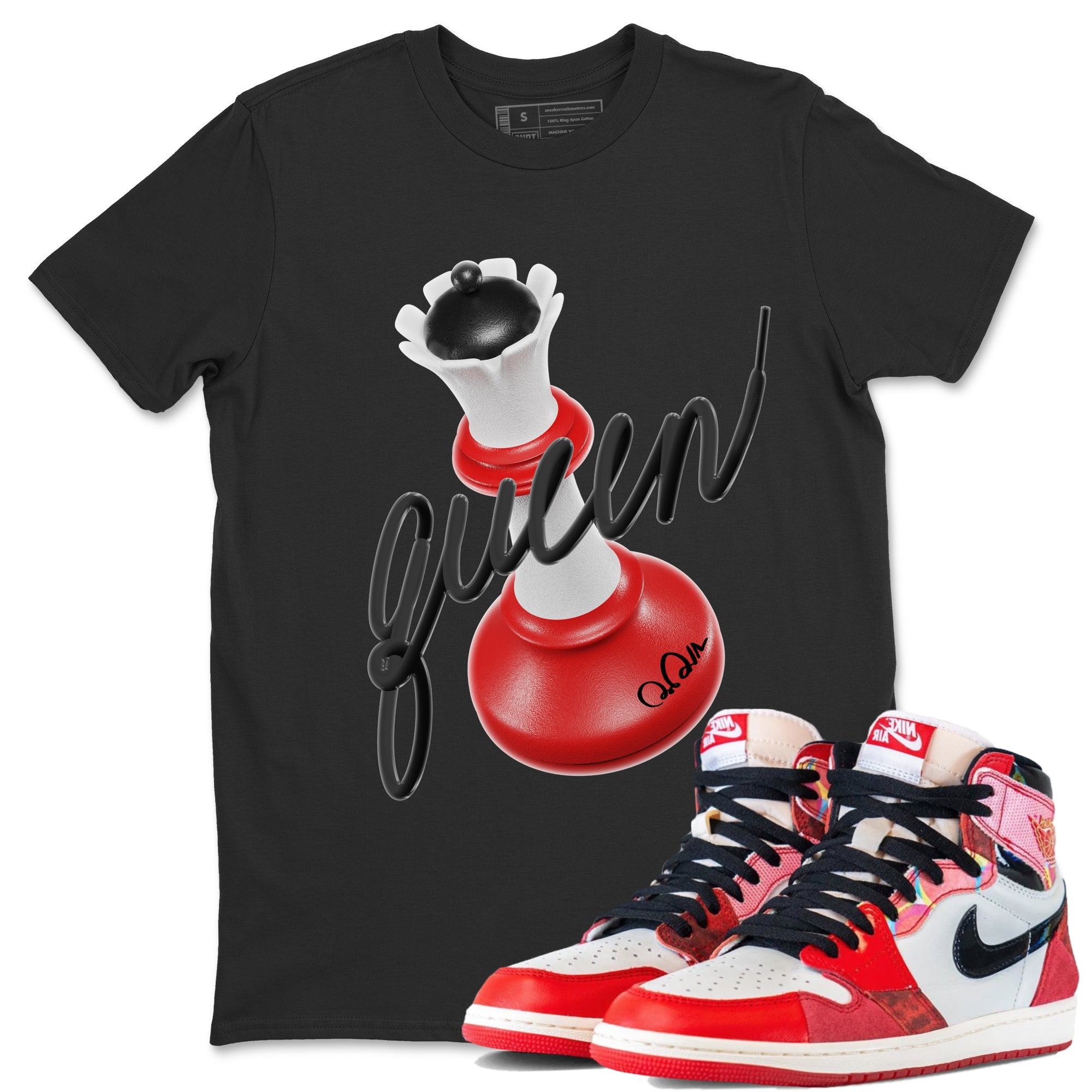 Air Jordan 1 Spider Man Sneaker Match Tees 3D Queen Sneaker Release Tees AJ1 Spider Man Sneaker Release Tees Unisex Shirts Black 1