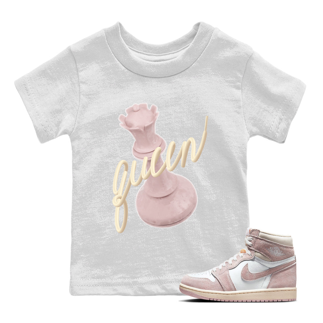 AJ1 Retro High OG Washed Pink Sneaker Match Tees 3D Queen Streetwear Sneaker Shirt AJ1 Retro High OG Washed Pink Sneaker Release Tees Kids Shirts White 1