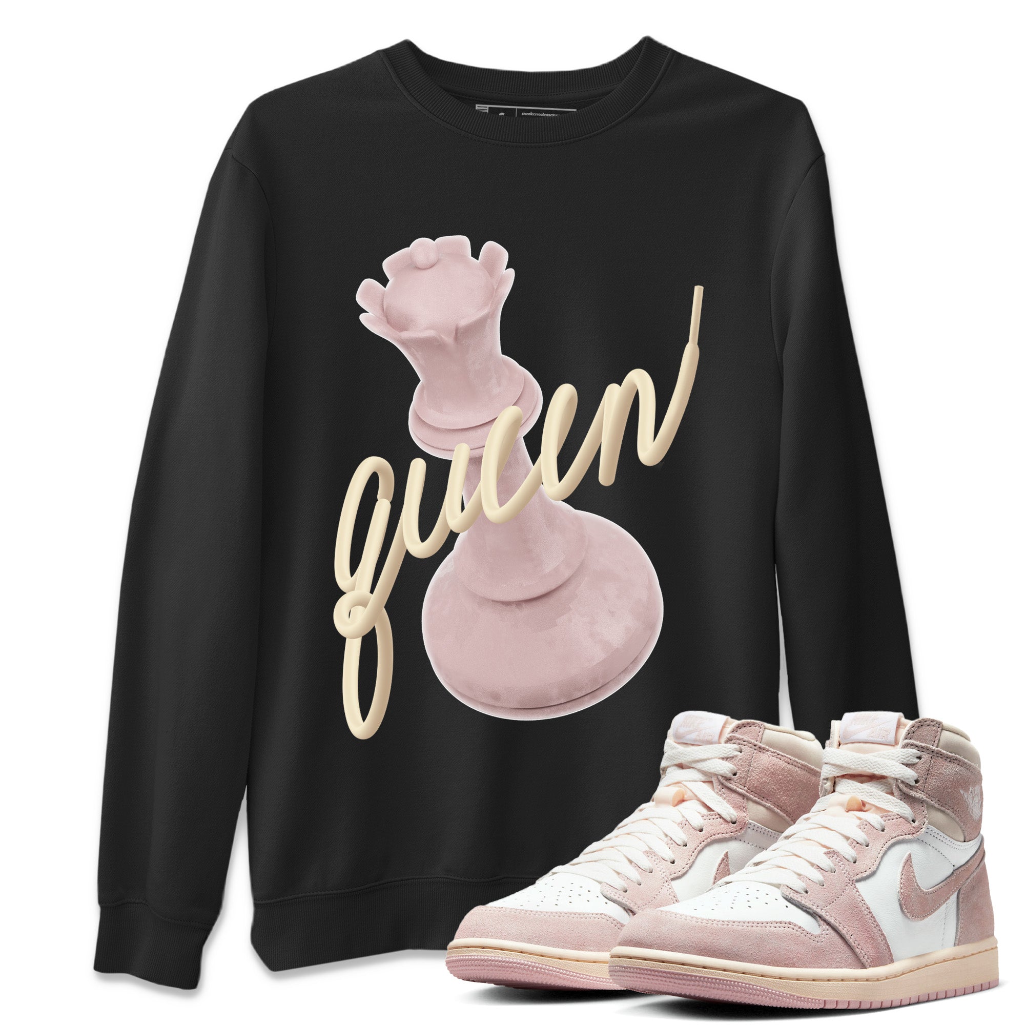 AJ1 Retro High OG Washed Pink Sneaker Match Tees 3D Queen Streetwear Sneaker Shirt AJ1 Retro High OG Washed Pink Sneaker Release Tees Unisex Shirts Black 1