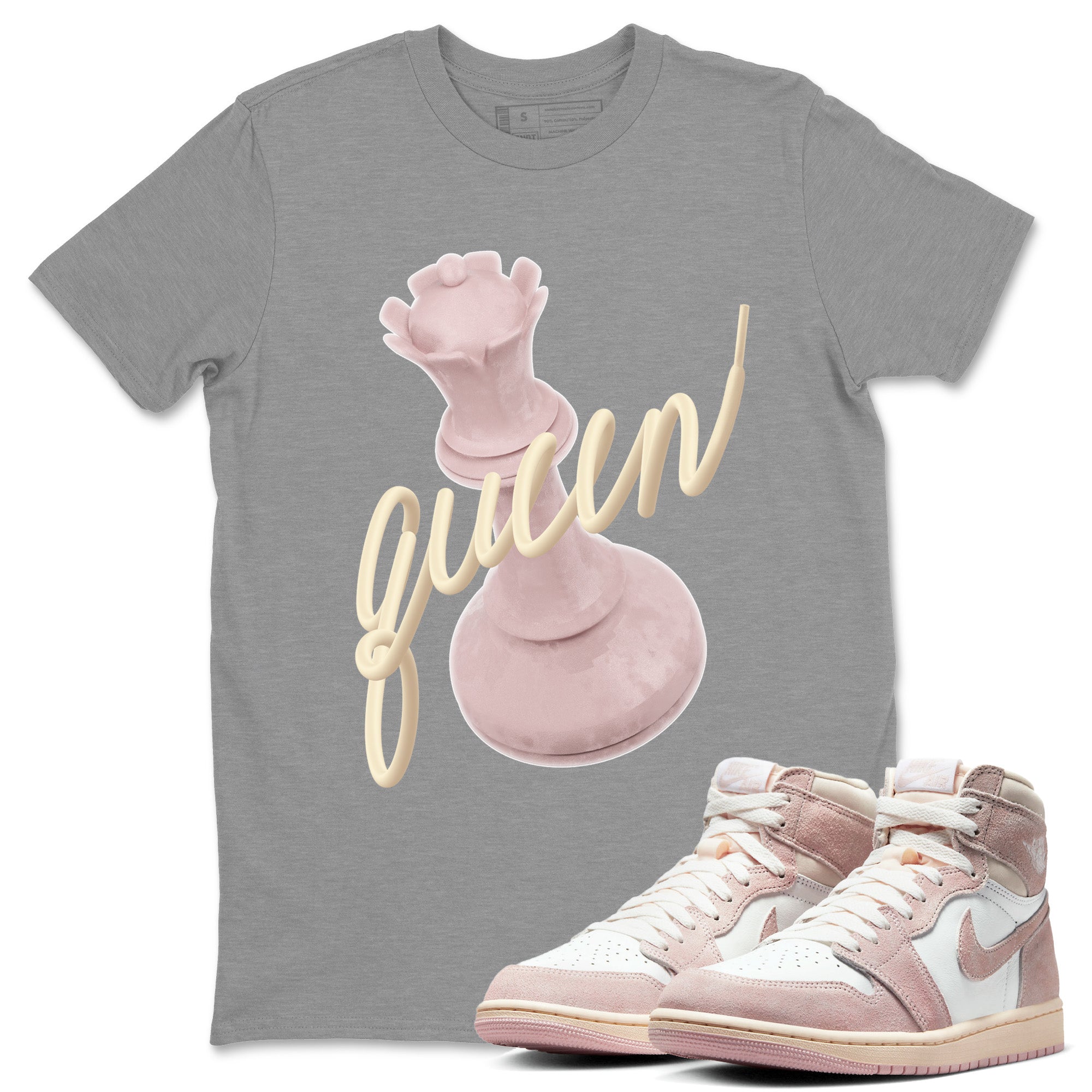 AJ1 Retro High OG Washed Pink Sneaker Match Tees 3D Queen Streetwear Sneaker Shirt AJ1 Retro High OG Washed Pink Sneaker Release Tees Unisex Shirts Heather Grey 1