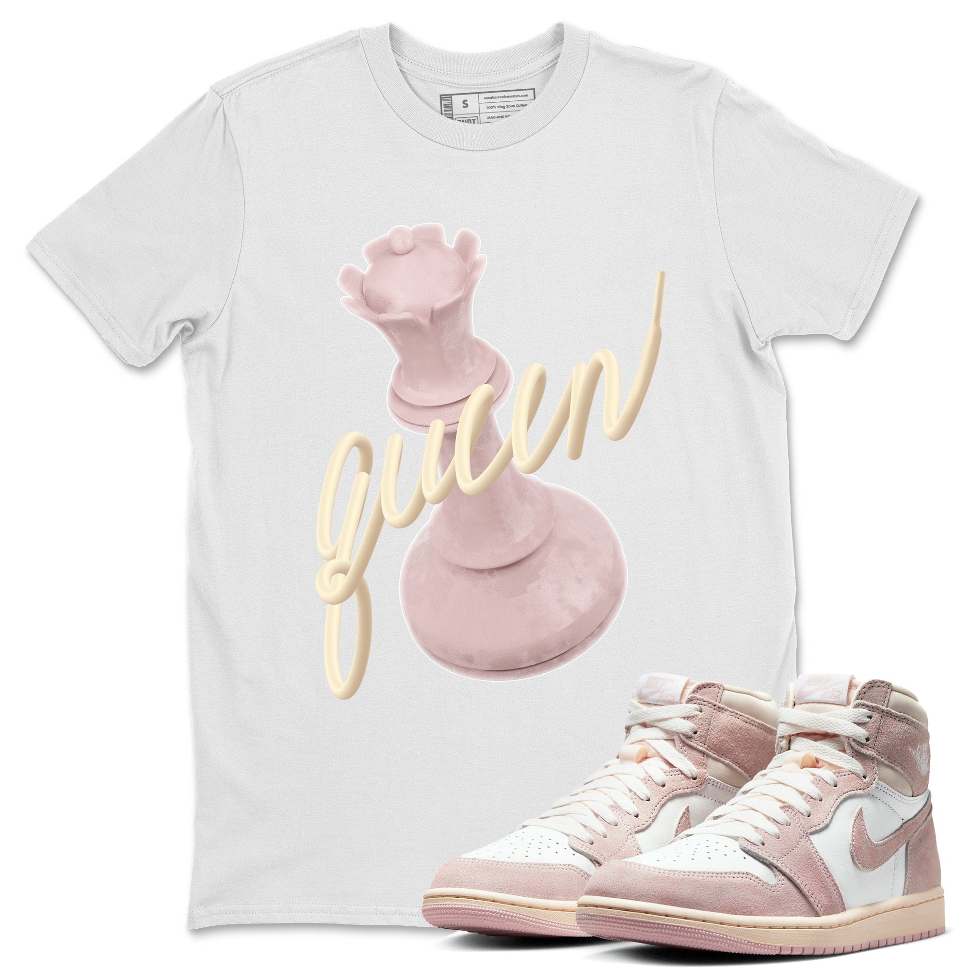 AJ1 Retro High OG Washed Pink Sneaker Match Tees 3D Queen Streetwear Sneaker Shirt AJ1 Retro High OG Washed Pink Sneaker Release Tees Unisex Shirts White 1