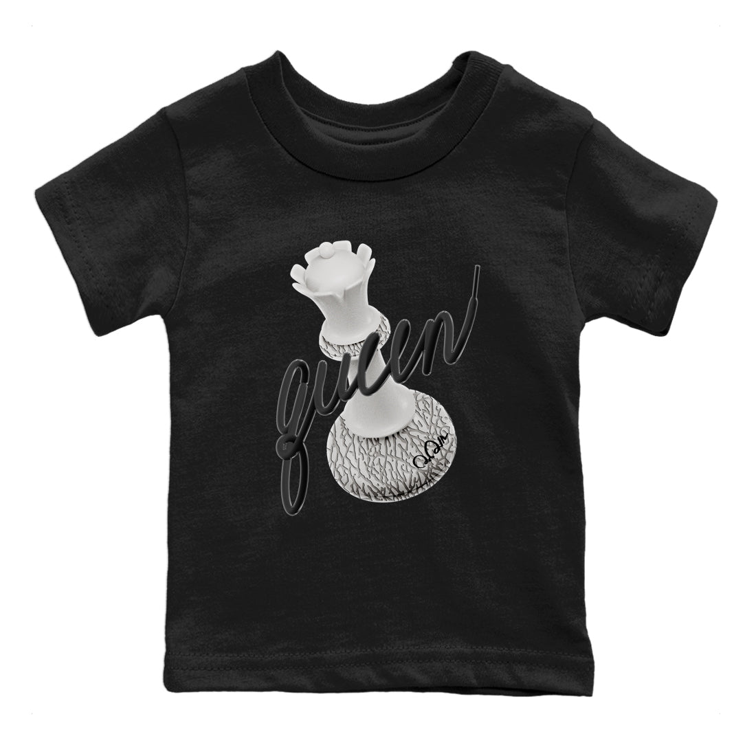 Air Jordan 1 White Cement Sneaker Match Tees 3D Queen Streetwear Sneaker Shirt Air Jordan 1 White Cement Sneaker Release Tees Kids Shirts Black 2