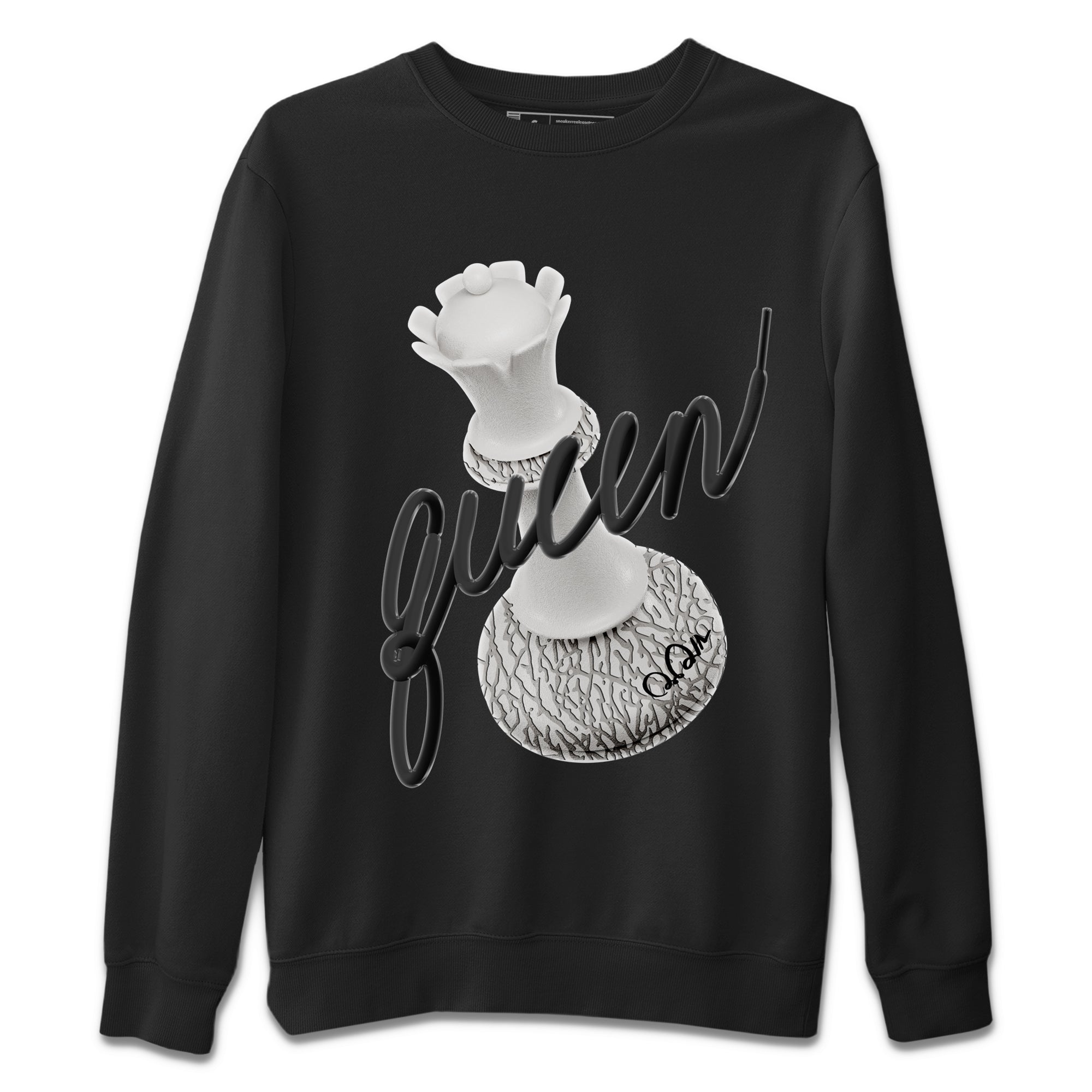 Air Jordan 1 White Cement Sneaker Match Tees 3D Queen Streetwear Sneaker Shirt Air Jordan 1 White Cement Sneaker Release Tees Unisex Shirts Black 2