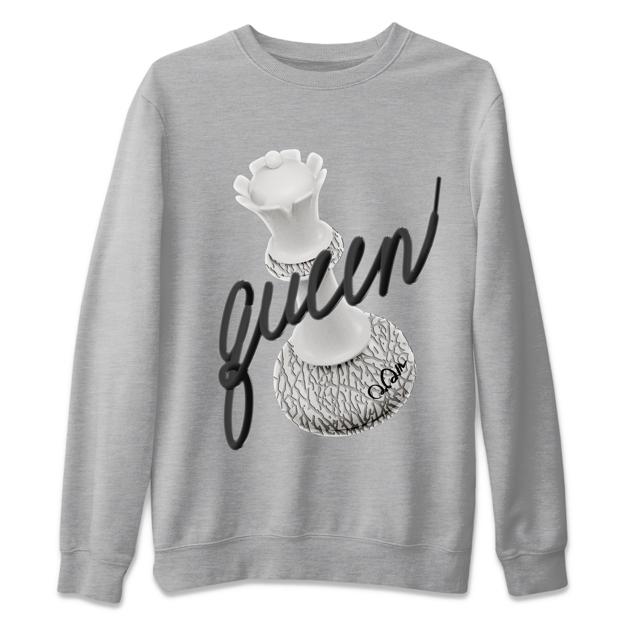 Air Jordan 1 White Cement Sneaker Match Tees 3D Queen Streetwear Sneaker Shirt Air Jordan 1 White Cement Sneaker Release Tees Unisex Shirts Heather Grey 2