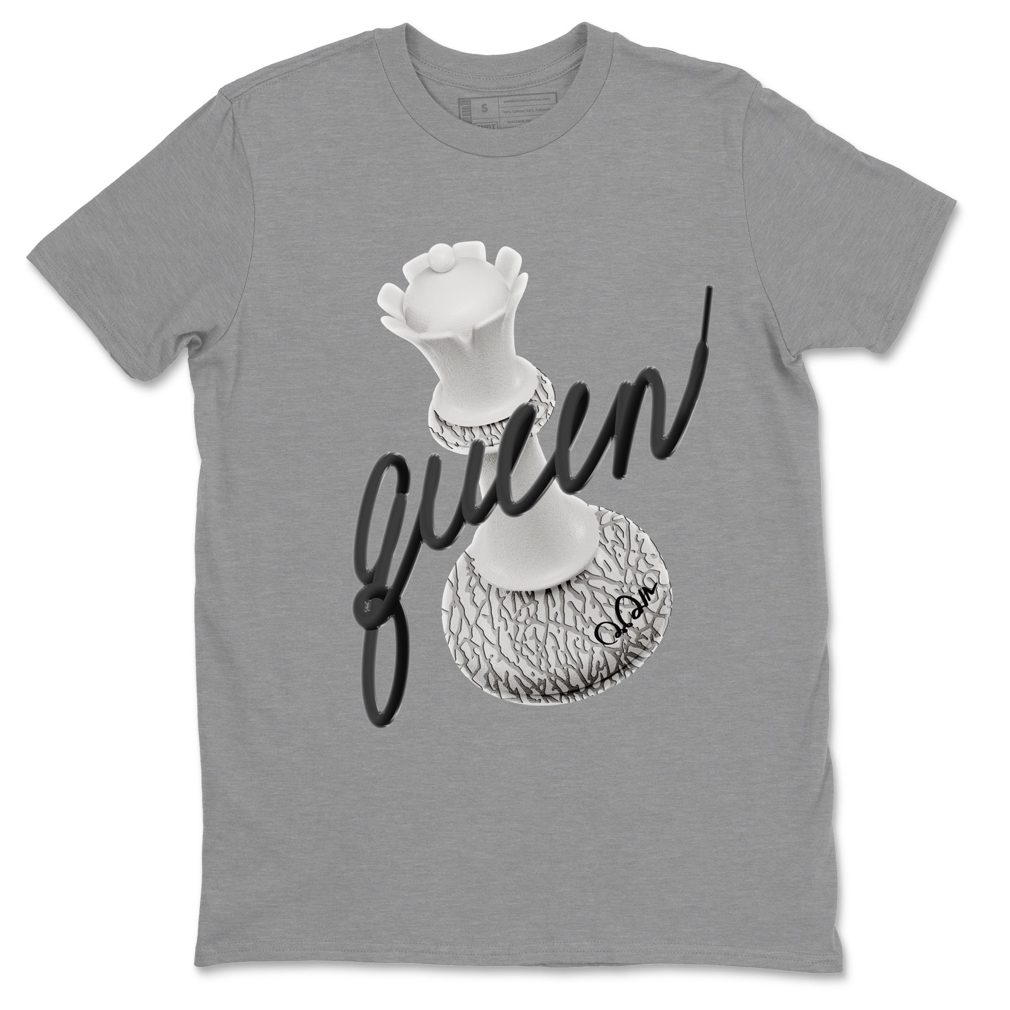 Air Jordan 1 White Cement Sneaker Match Tees 3D Queen Streetwear Sneaker Shirt Air Jordan 1 White Cement Sneaker Release Tees Unisex Shirts Heather Grey 2