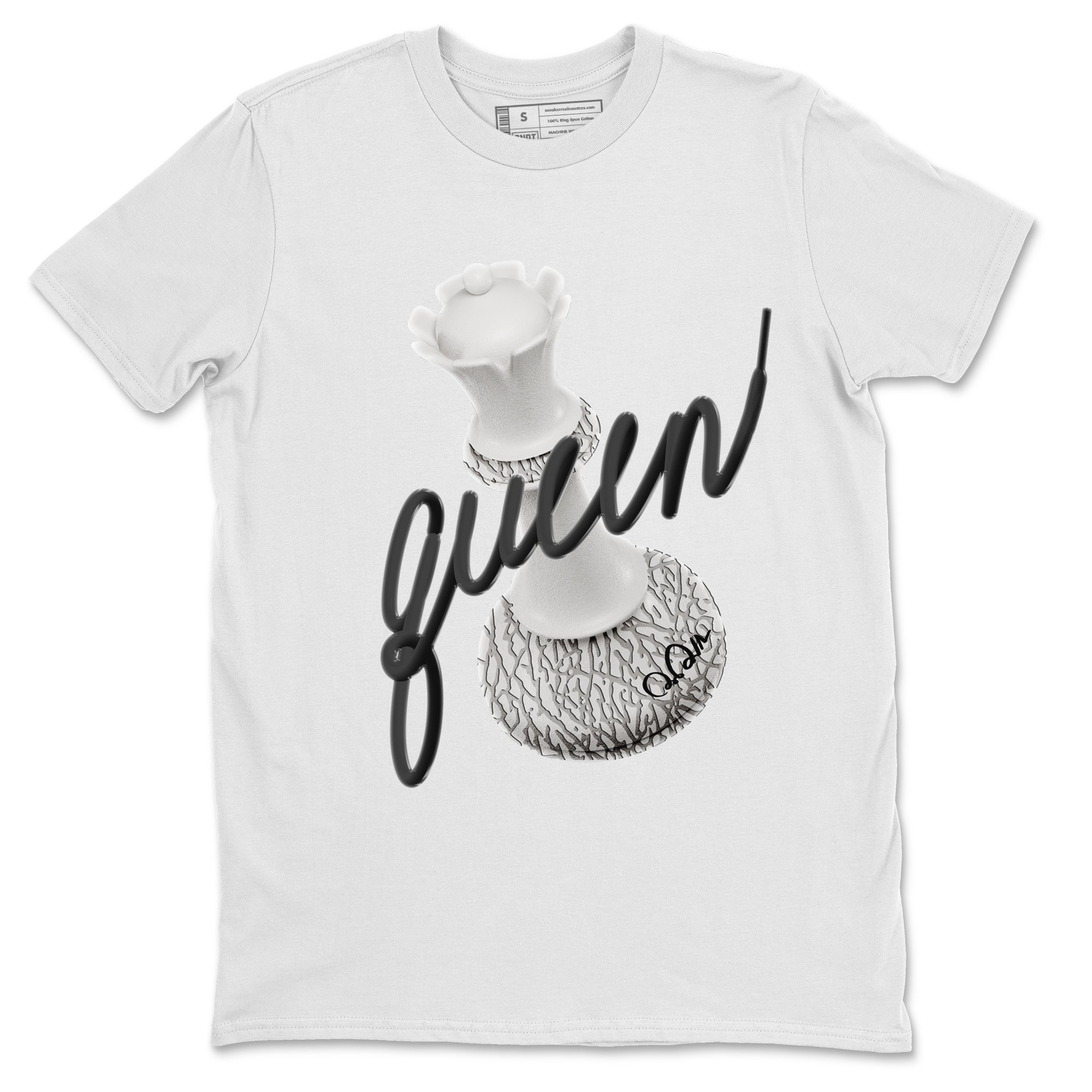 Air Jordan 1 White Cement Sneaker Match Tees 3D Queen Streetwear Sneaker Shirt Air Jordan 1 White Cement Sneaker Release Tees Unisex Shirts White 2