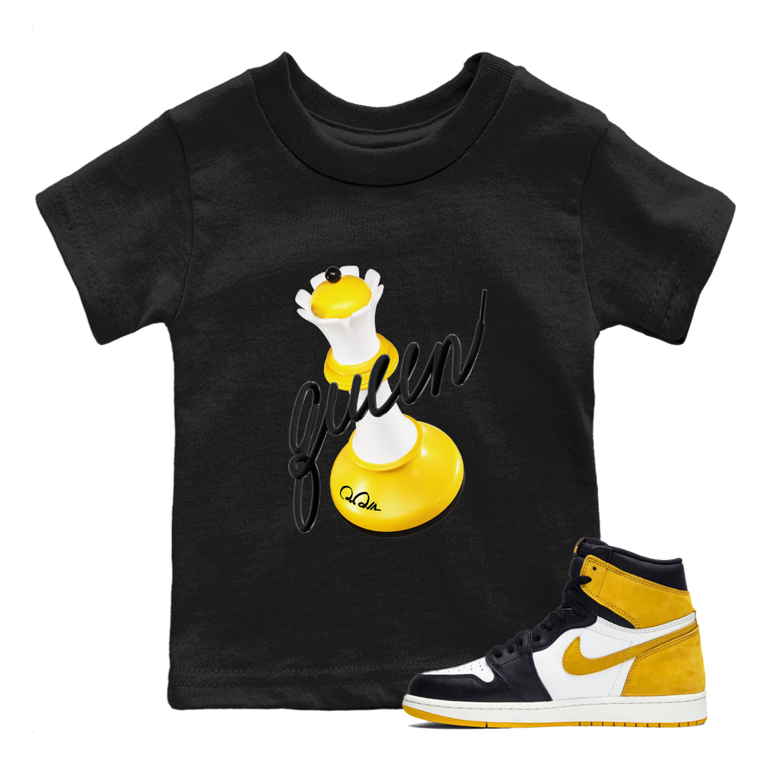 1s Yellow Ochre shirt to match jordans 3D Queen sneaker tees streetwear brand Air Jordan 1 Yellow Ochre Drip Gear Zone Brand baby toddler Black 1 cotton Shirt