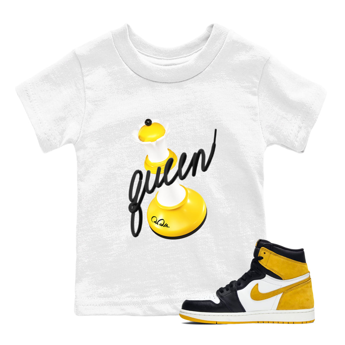 1s Yellow Ochre shirt to match jordans 3D Queen sneaker tees streetwear brand Air Jordan 1 Yellow Ochre Drip Gear Zone Brand baby toddler White 1 cotton Shirt