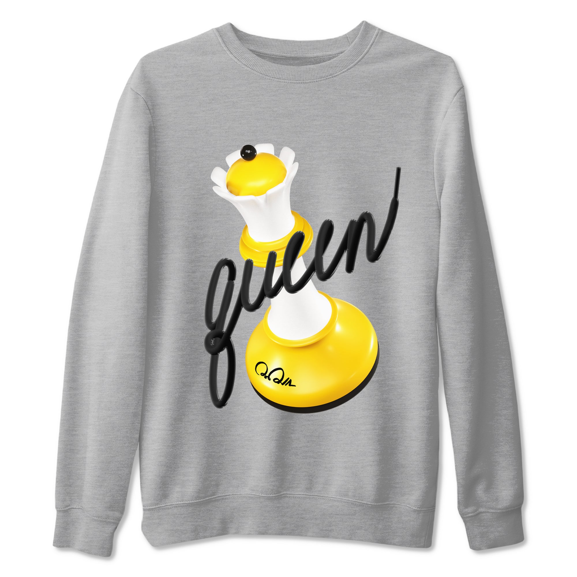 1s Yellow Ochre shirt to match jordans 3D Queen sneaker tees streetwear brand Air Jordan 1 Yellow Ochre Drip Gear Zone Brand unisex cotton Heather Grey 2 crew neck shirt
