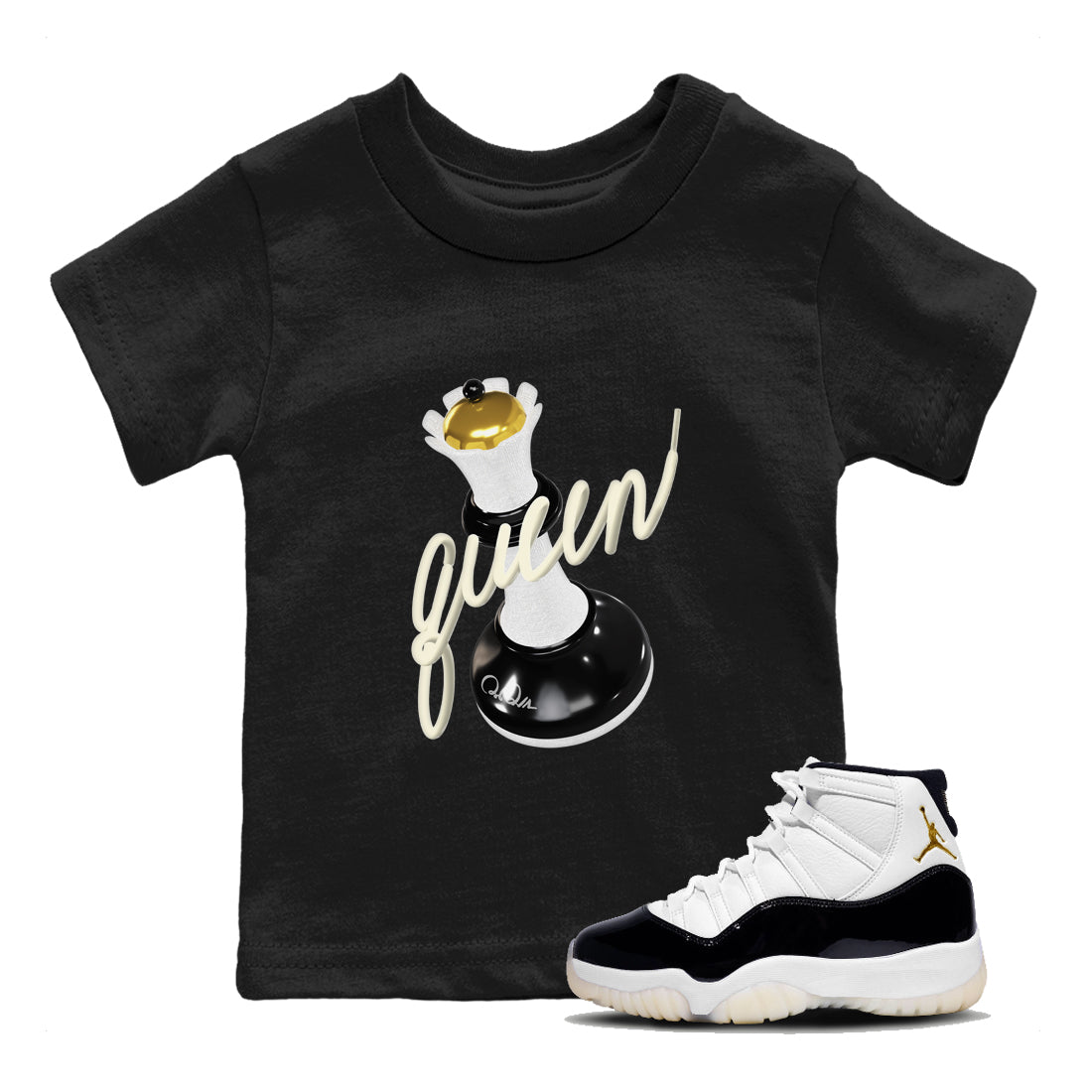 11s Gratitude shirt to match jordans 3D Queen sneaker tees Air Jordan 11 Gratitude Drip Gear Zone Baby Toddler Black 1 T-Shirt