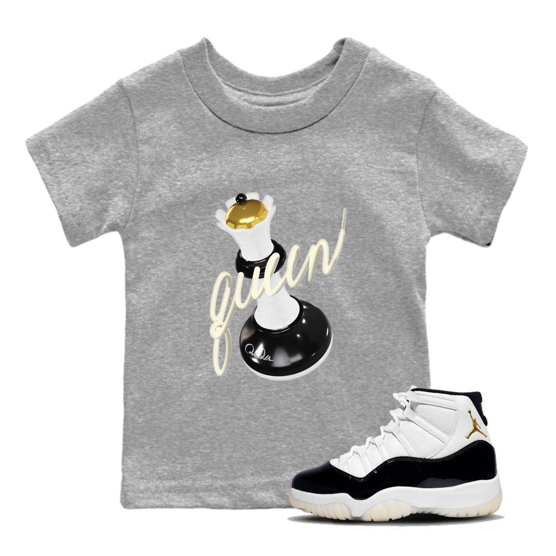 11s Gratitude shirt to match jordans 3D Queen sneaker tees Air Jordan 11 Gratitude Drip Gear Zone Baby Toddler Heather Grey 1 T-Shirt