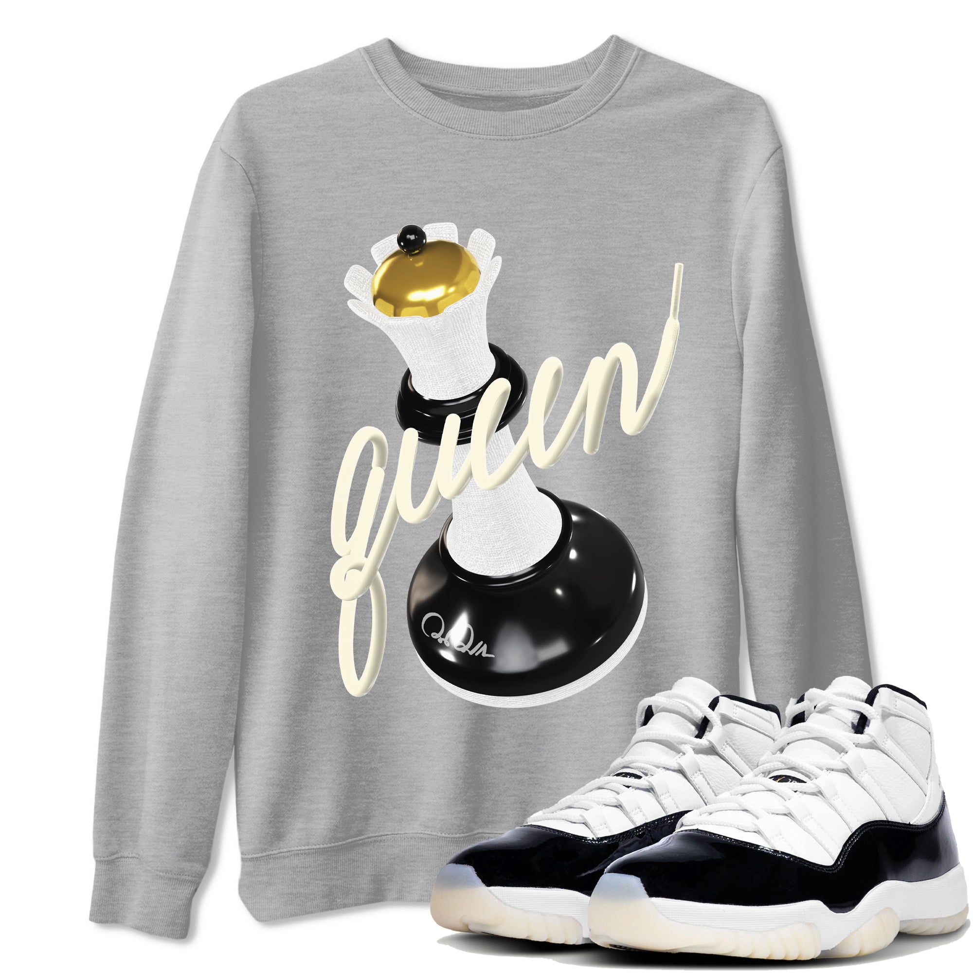 11s Gratitude shirt to match jordans 3D Queen sneaker tees Air Jordan 11 Gratitude Drip Gear Zone Unisex Heather Grey 1 T-Shirt