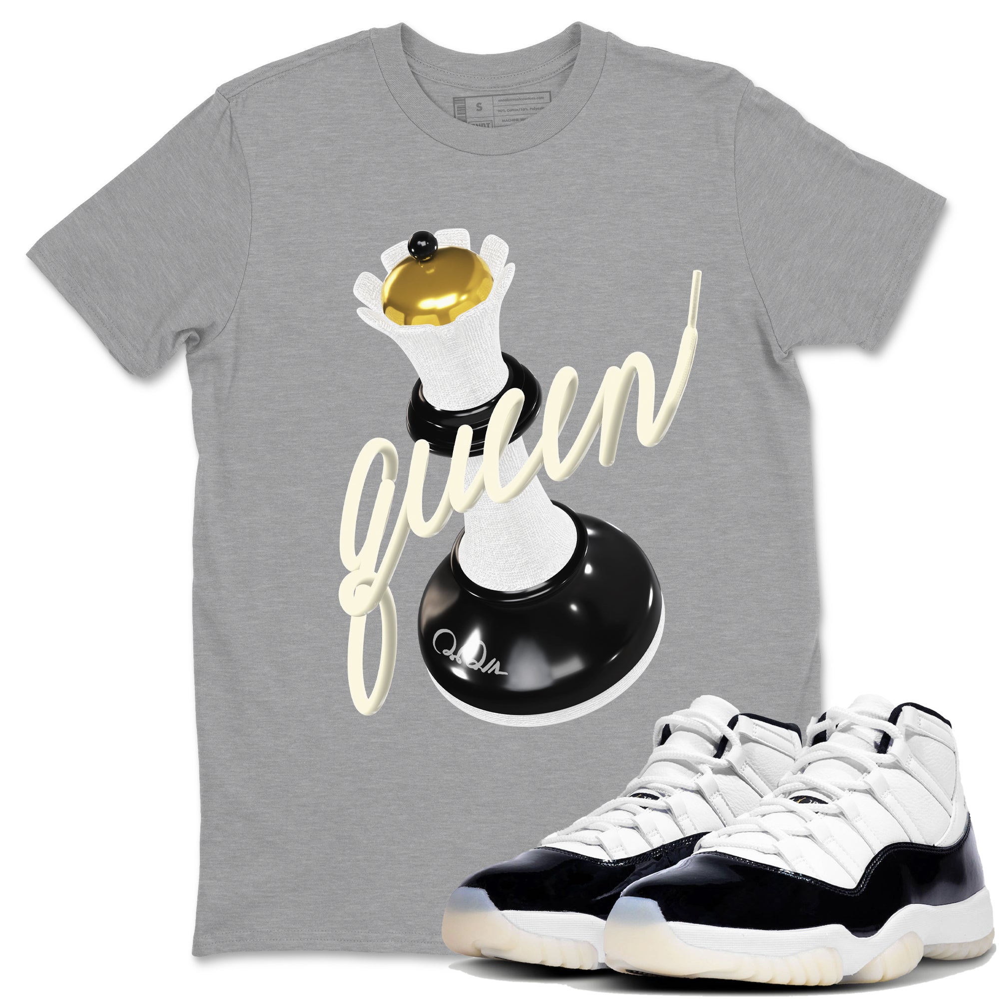 11s Gratitude shirt to match jordans 3D Queen sneaker tees Air Jordan 11 Gratitude Drip Gear Zone Unisex Heather Grey 1 T-Shirt